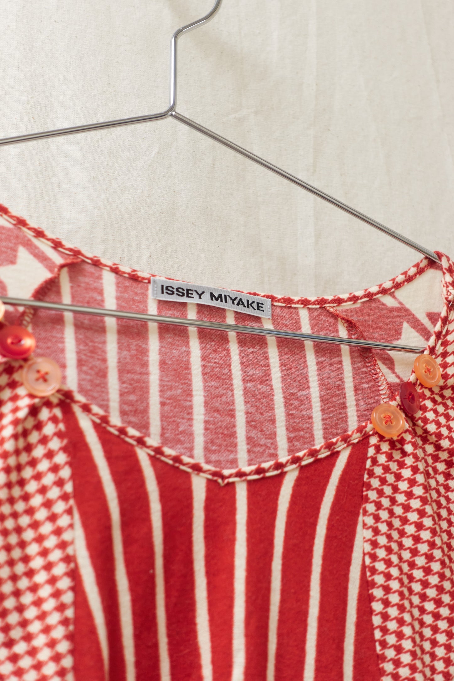 Issey Miyake multi panel pattern top with lace