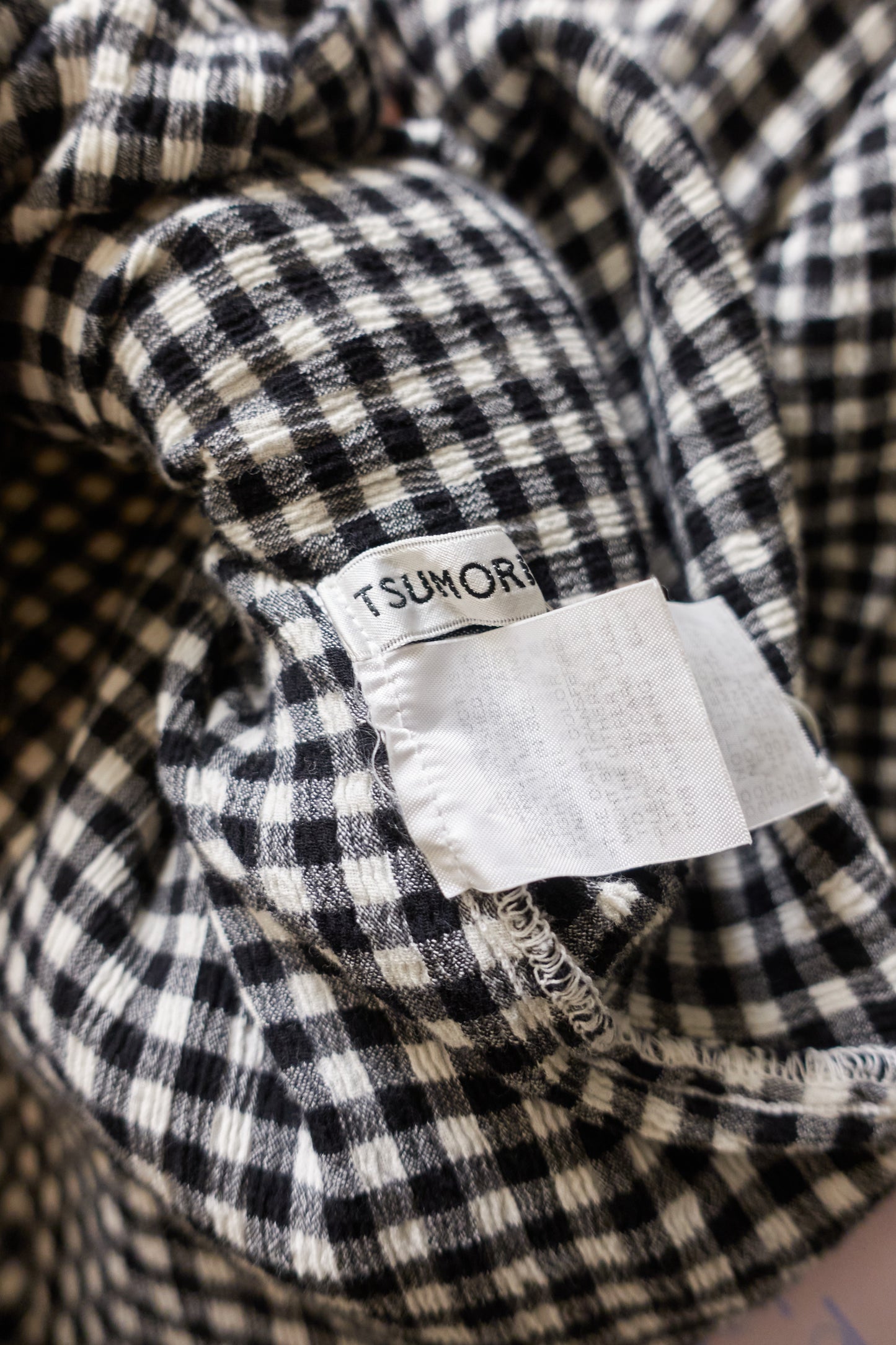 Tsumori Chisato check crinkle longsleeve dress