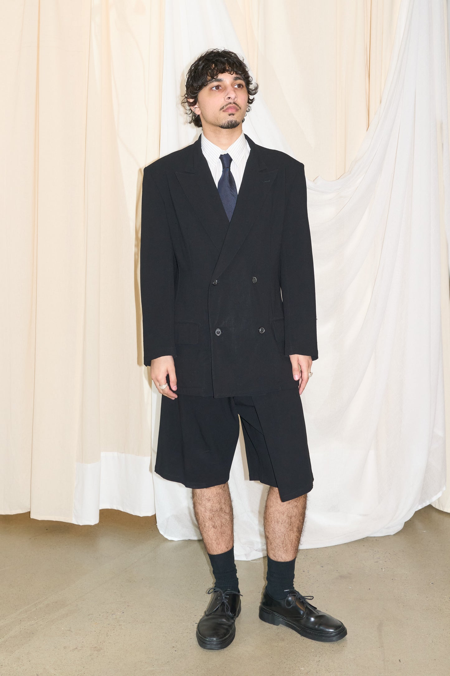 Yohji Yamamoto Y's double breasted asymmetrical skort suit