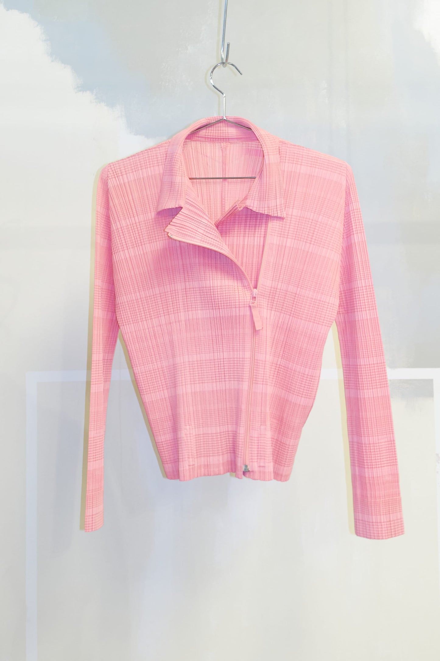 Issey Miyake Pleats Please pink pleated zip jacket