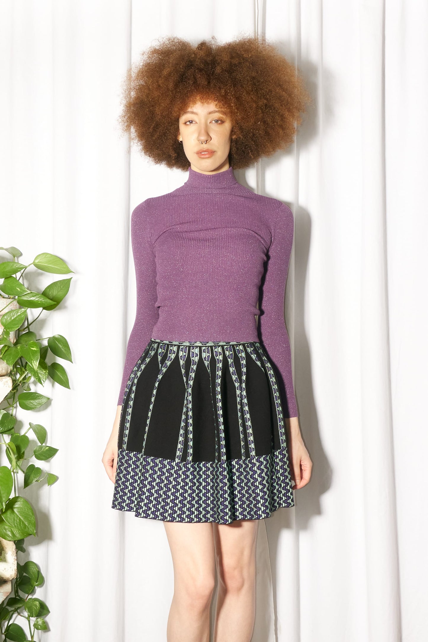 'M' Missoni stretch knit flared zig zag skirt