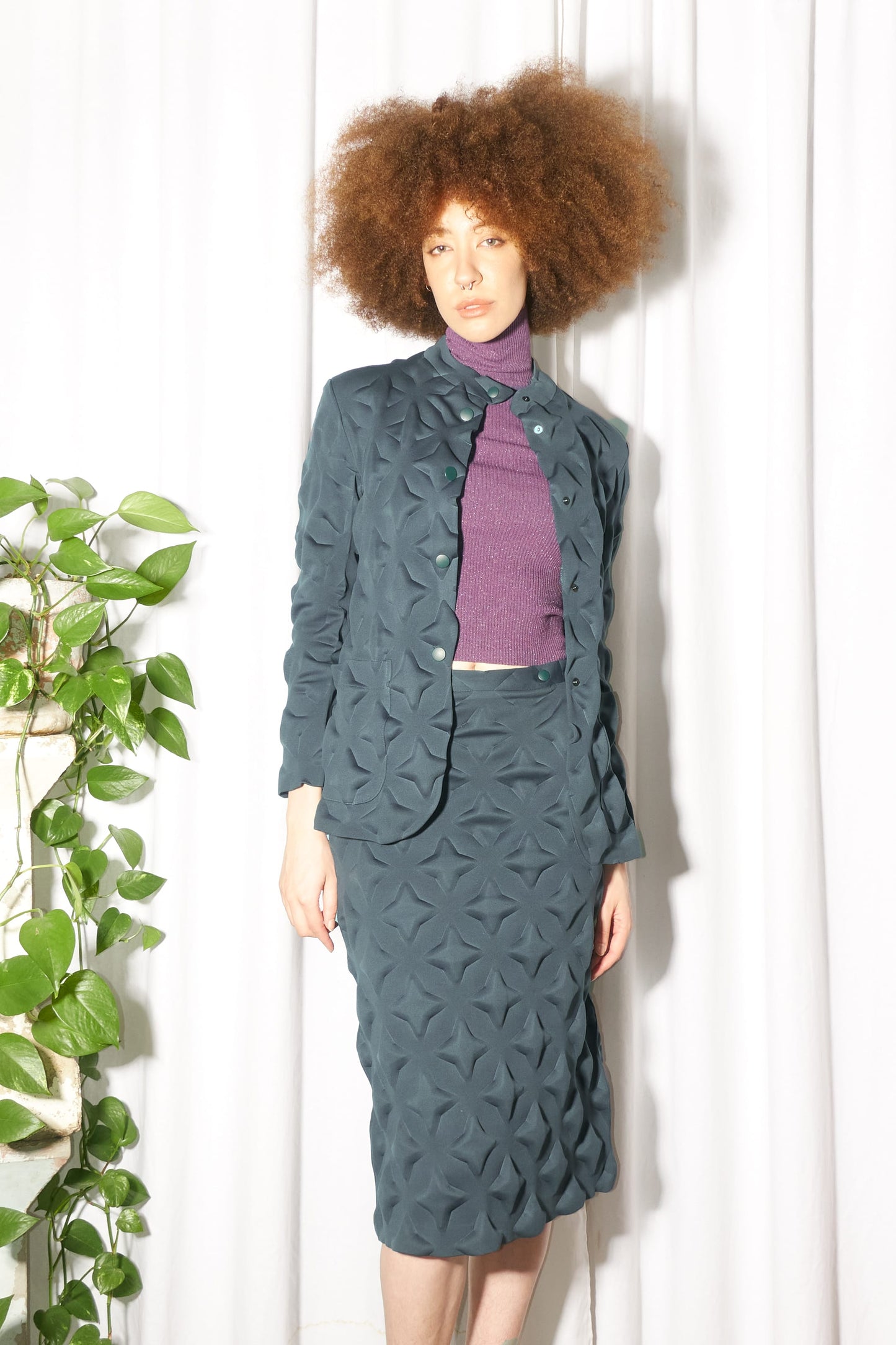 Issey Miyake AW2000 3d embossed star skirt set