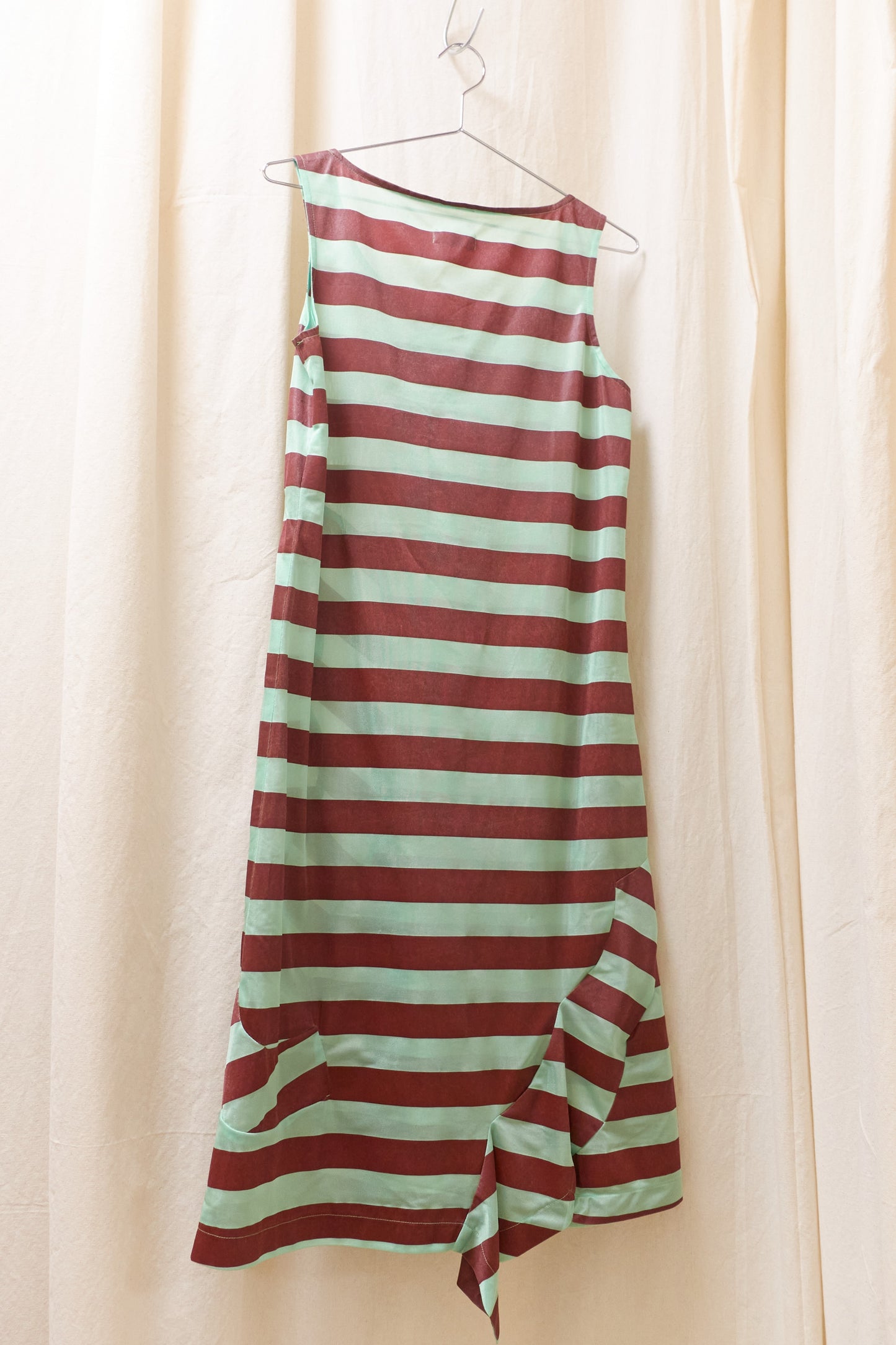 Comme des Garcons Robe de Chambre striped dress 1995 green and burgundy
