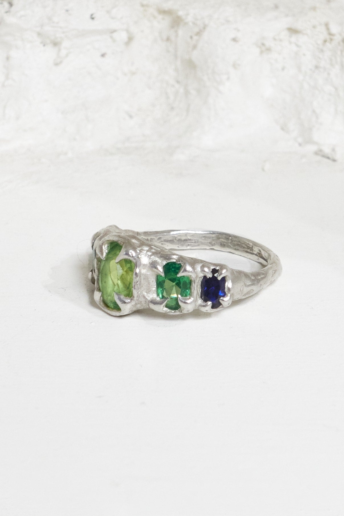 Outcast celestial ring dark tsavorite and blue sapphire