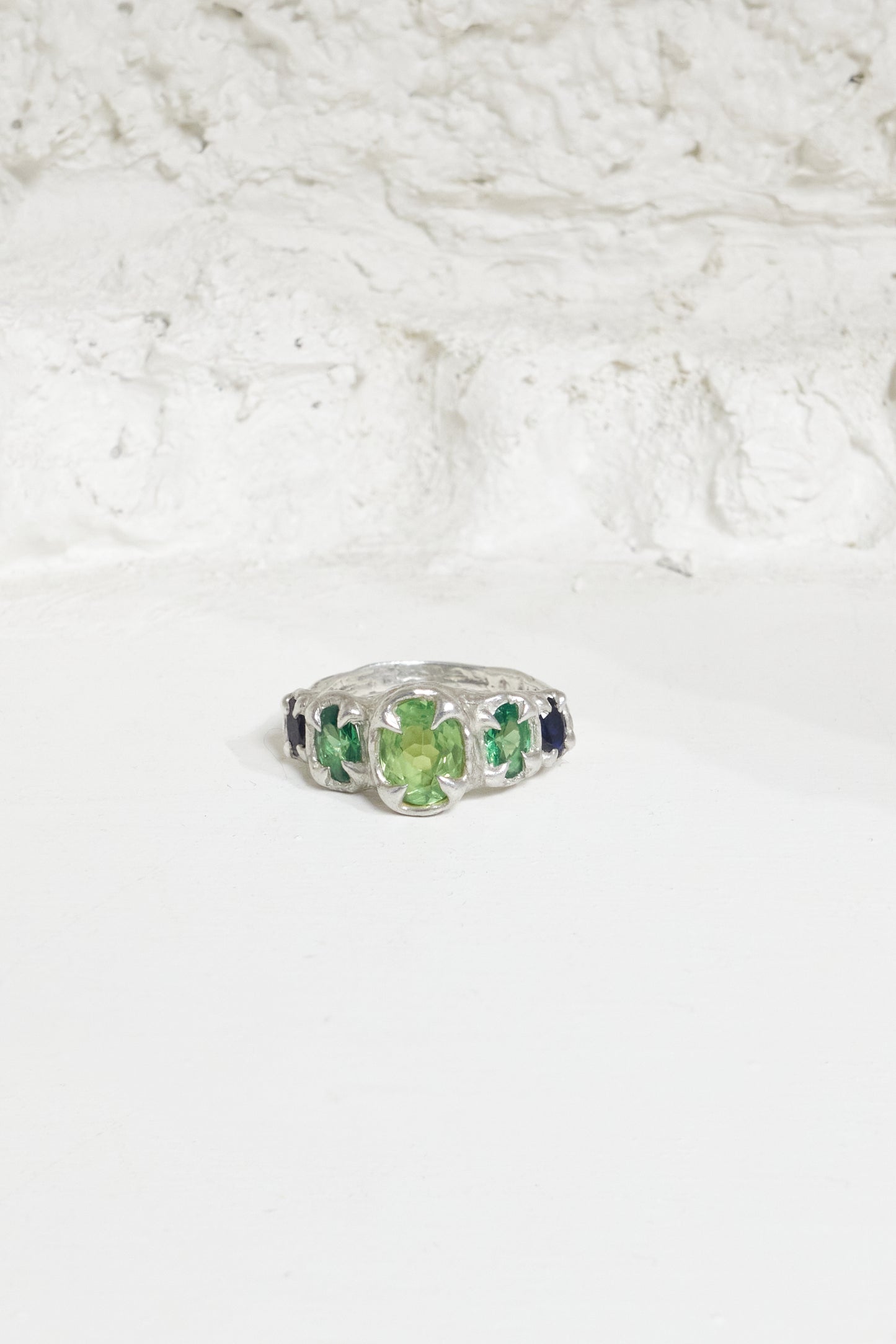 Outcast celestial ring dark tsavorite and blue sapphire