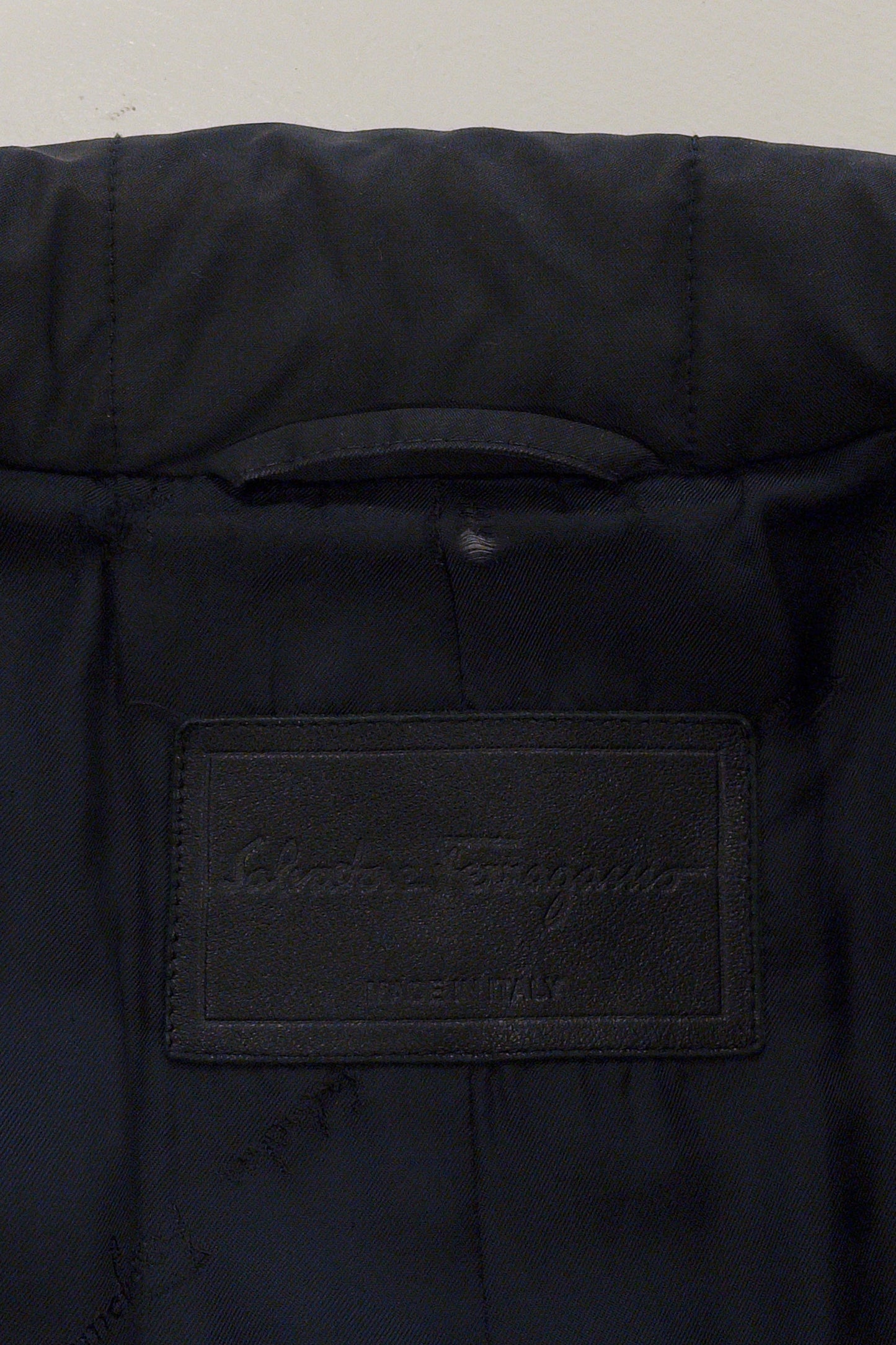 Salvatore Ferragamo quilted charcoal coat