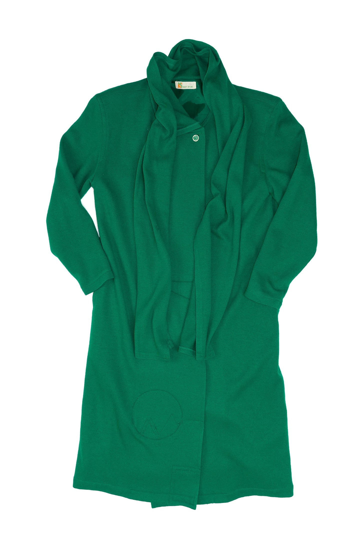 Issey Sport c.1970-80s wool dress with built in scarf & repairs by Mineral Tufts