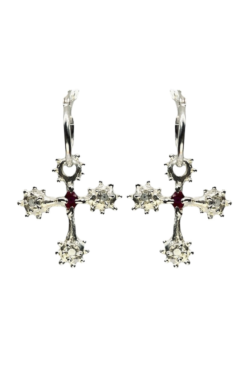 Outcast crucifix hoops