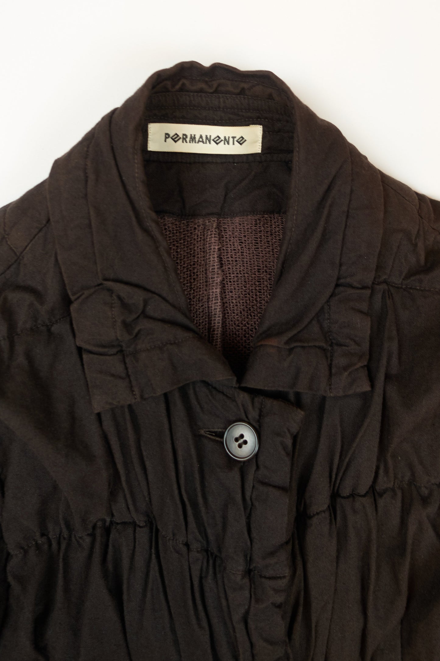 Issey Miyake Permanente shirred coat with waist tie