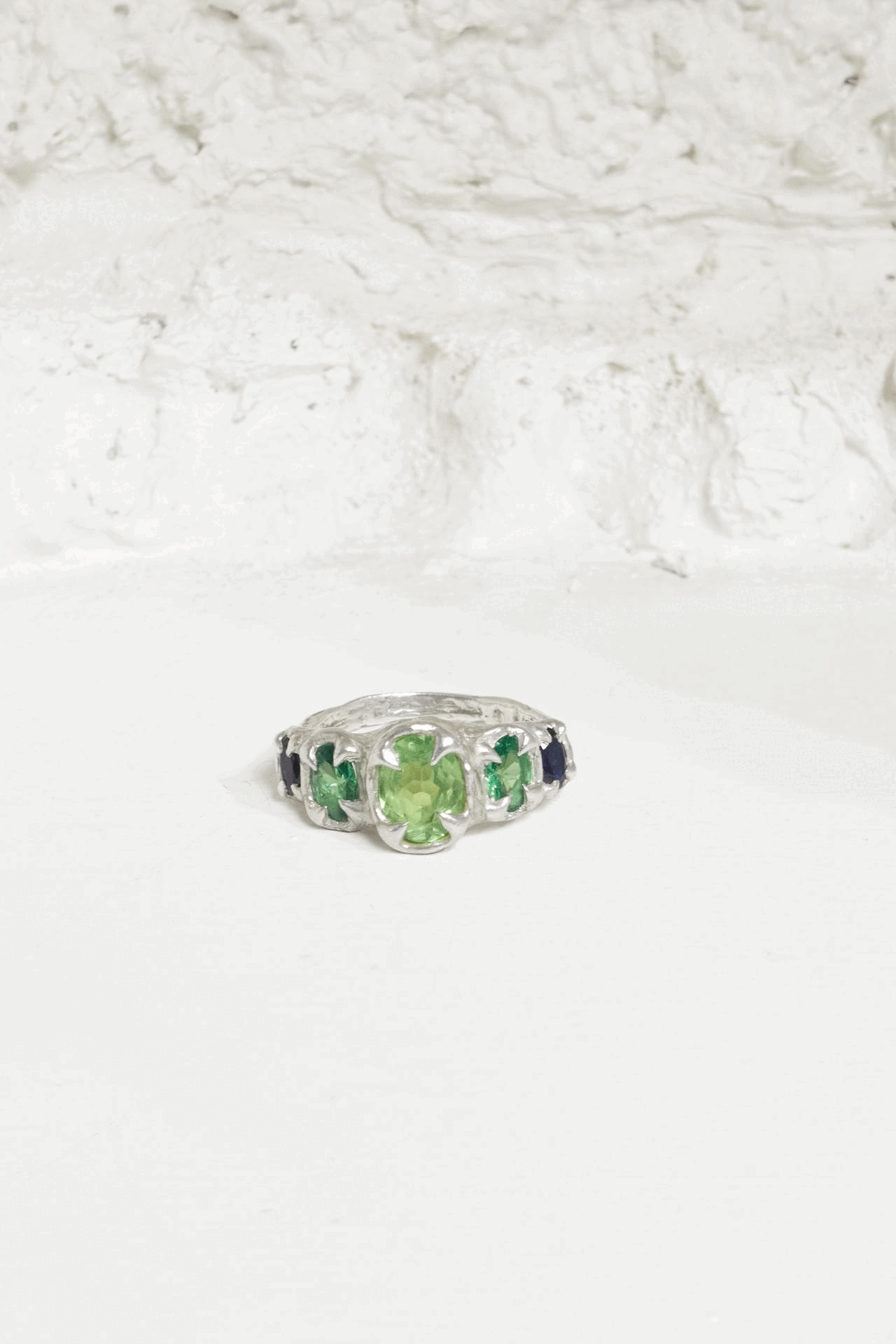 Outcast celestial ring dark tsavorite and blue sapphire