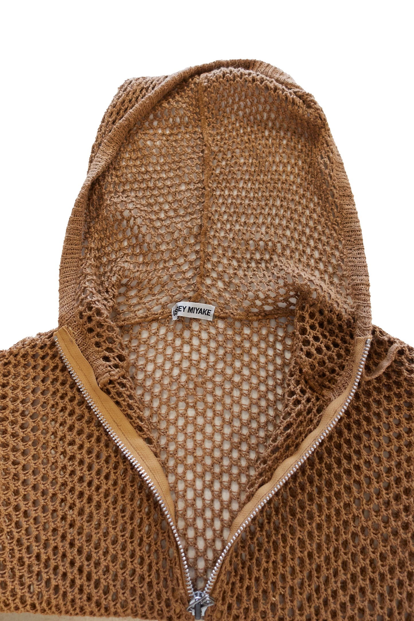 Issey Miyake woven hessian hooded jacket