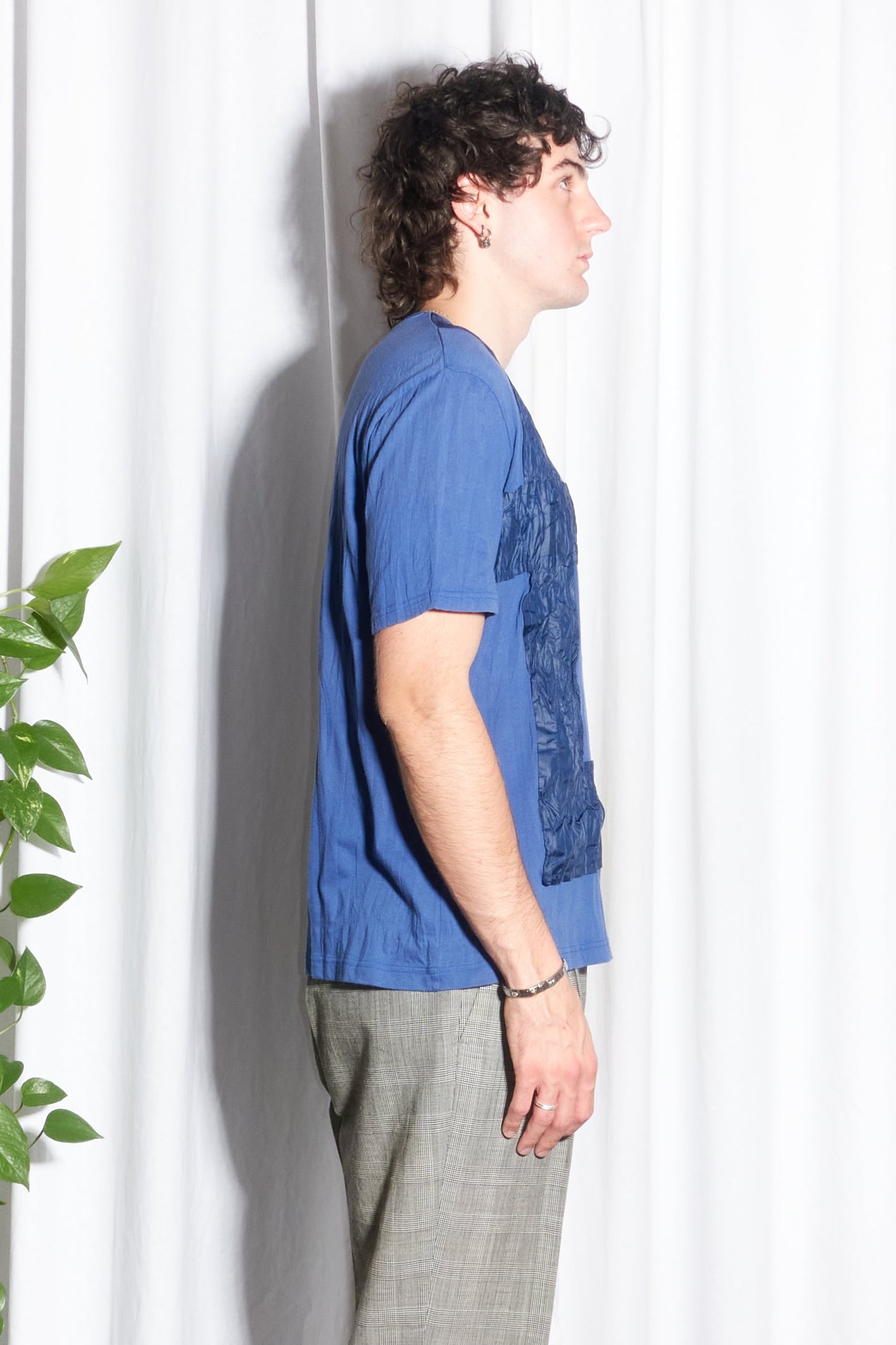Issey Miyake Men patchwork crinkle t-shirt
