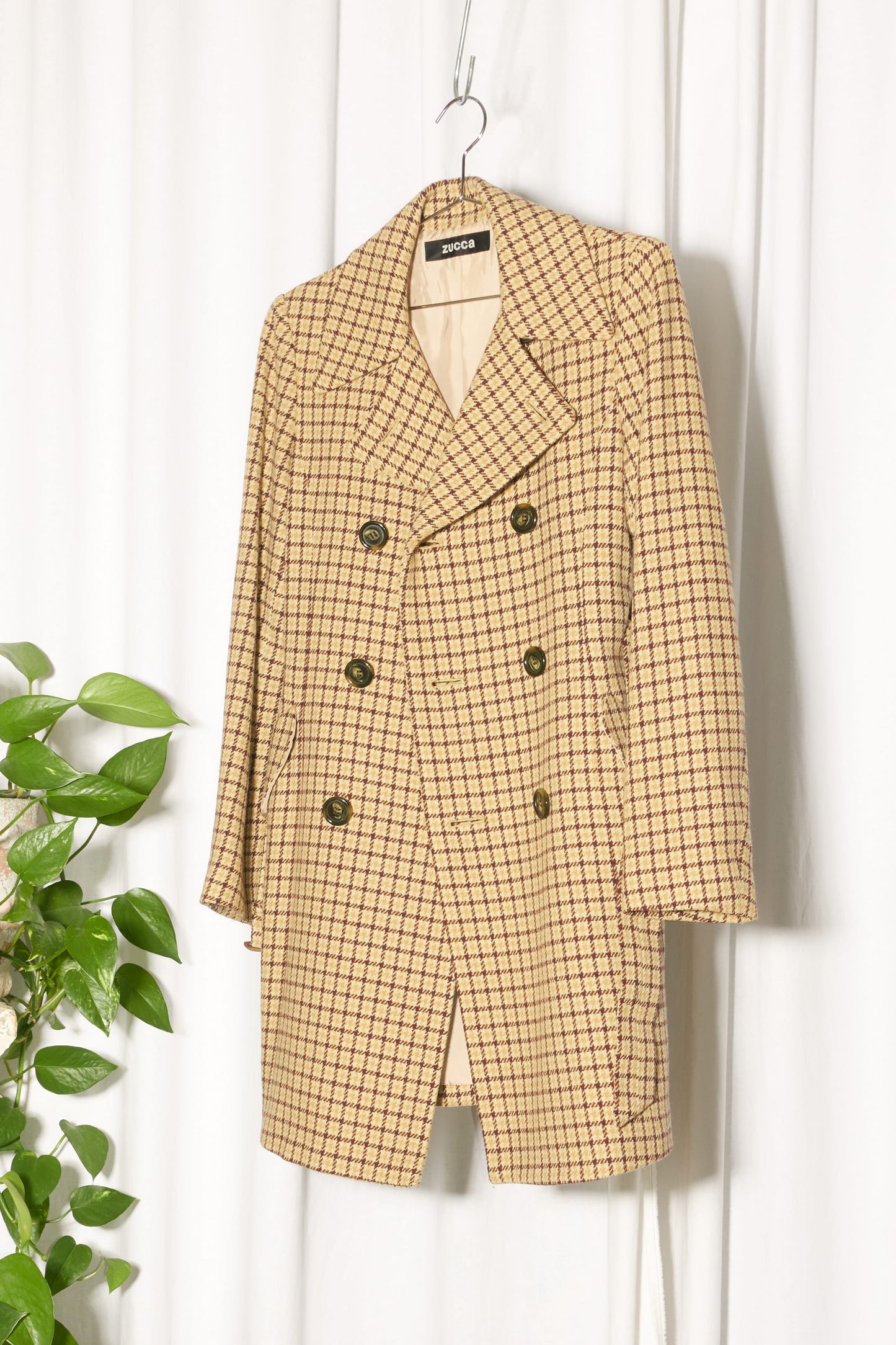 Zucca plaid wool belted coat