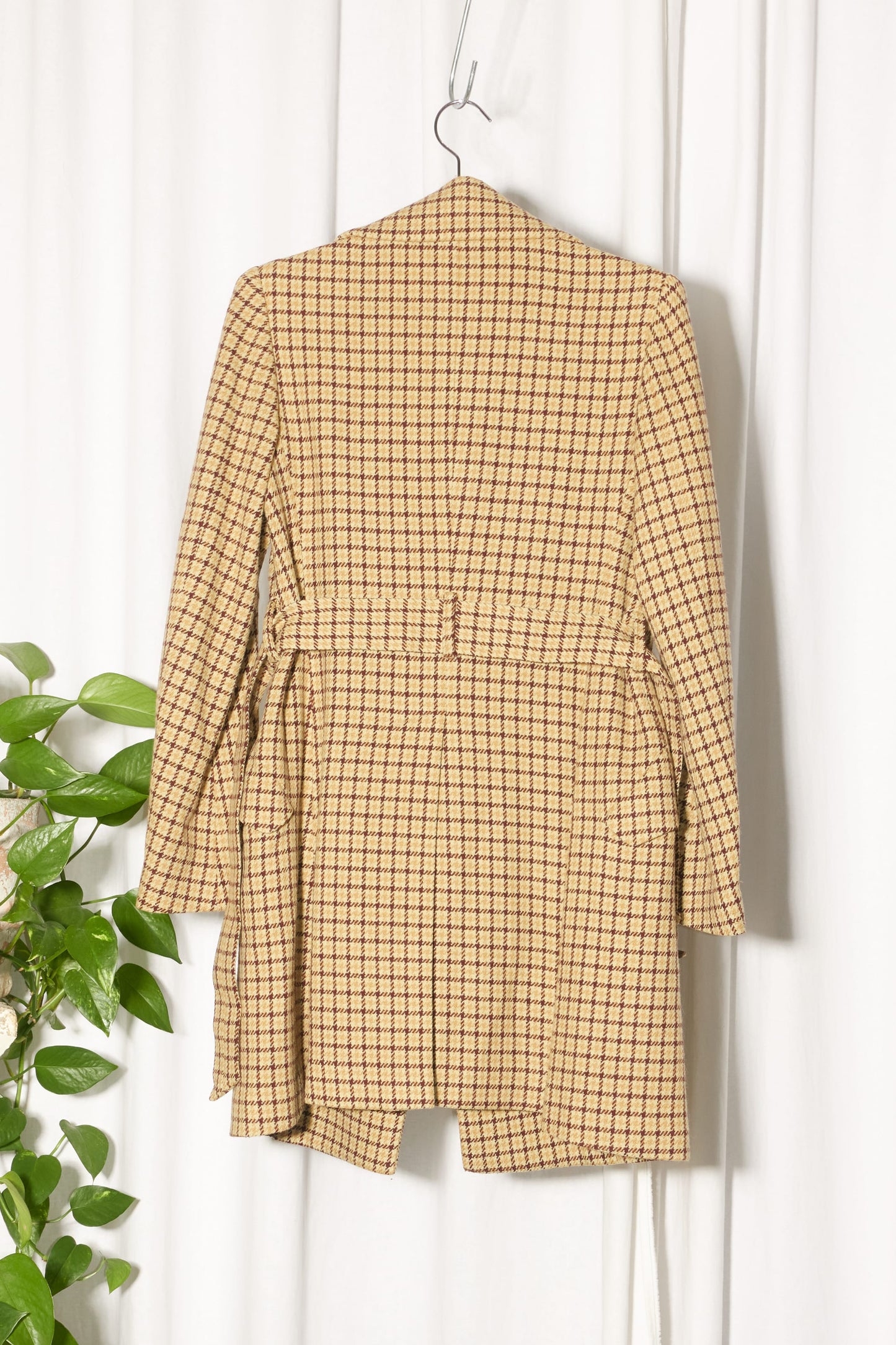 Zucca plaid wool belted coat