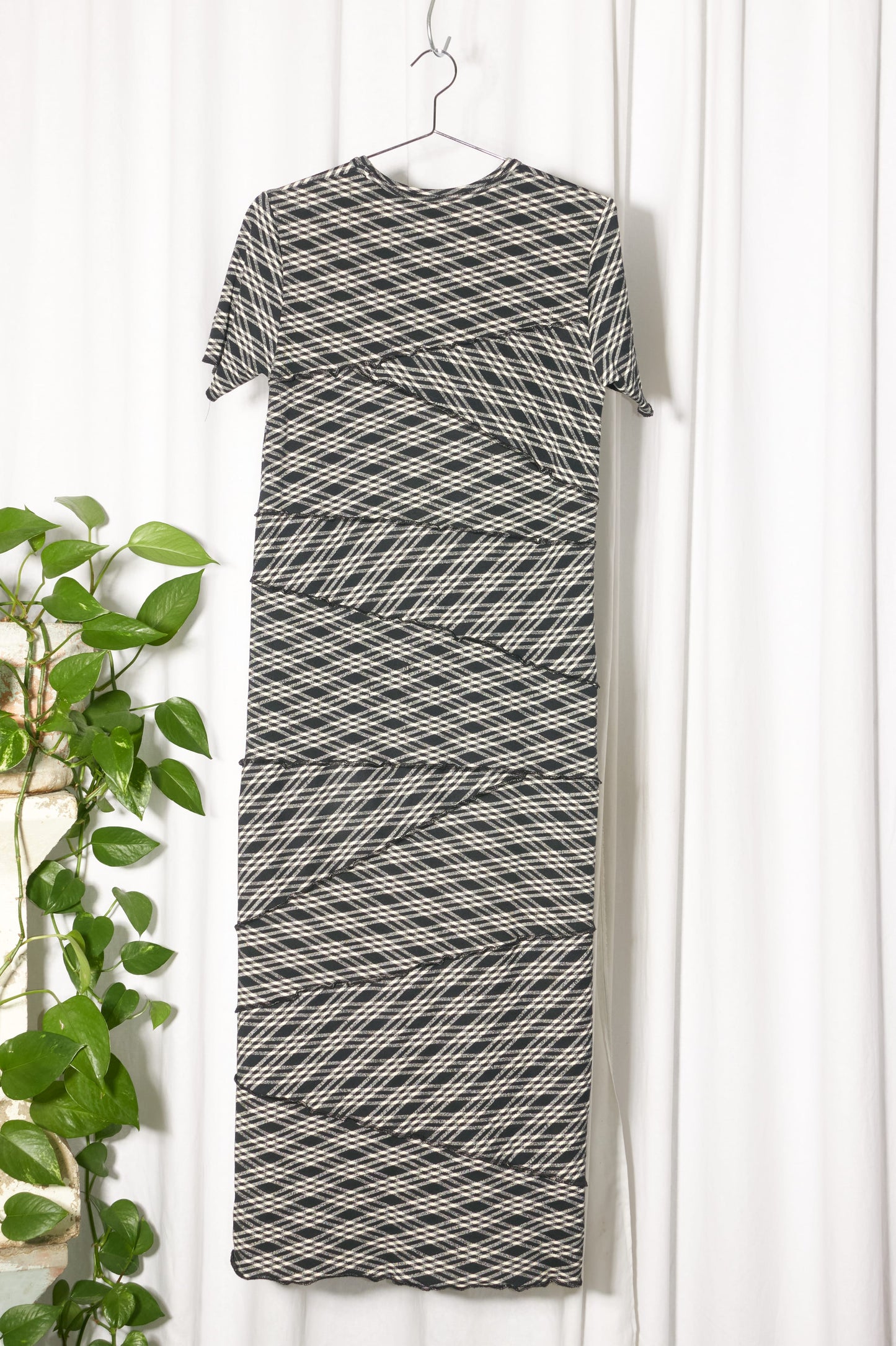 Comme des Garcons check clash knit shortsleeve dress