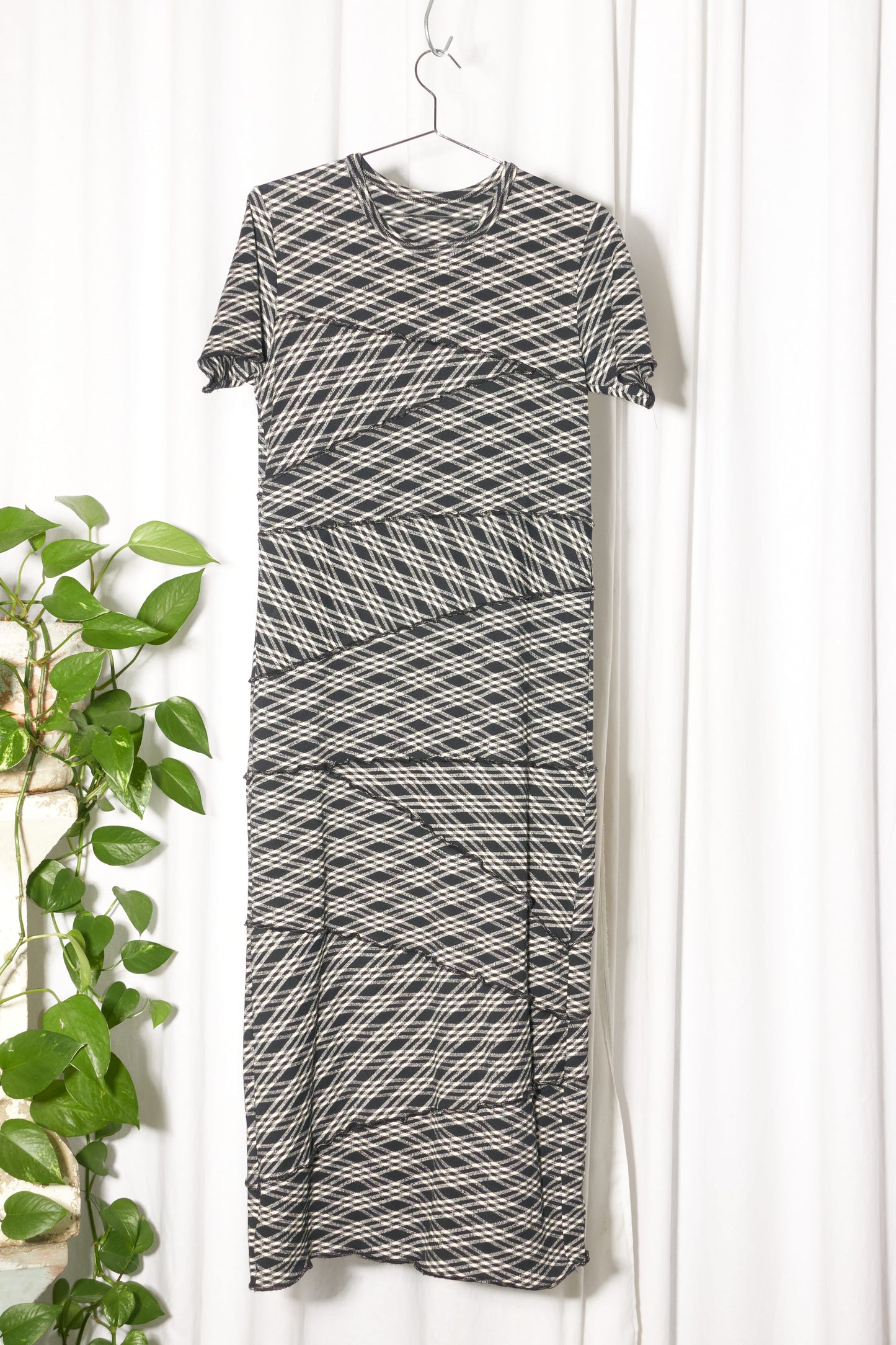 Comme des Garcons check clash knit shortsleeve dress