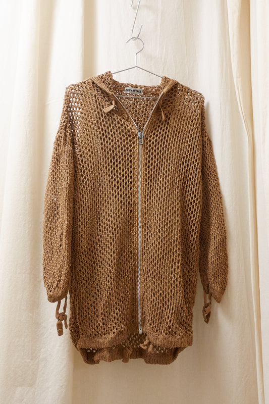 Issey Miyake woven hessian hooded jacket