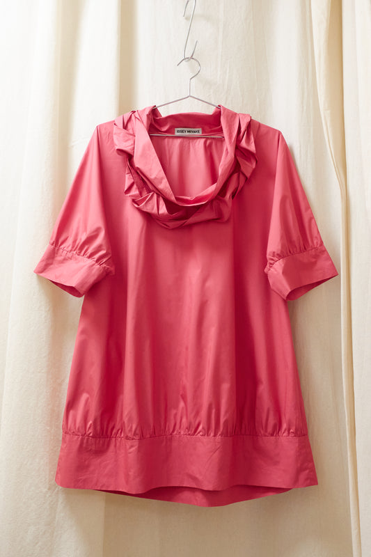 Issey Miyake ruffled neck pink shirt/dress