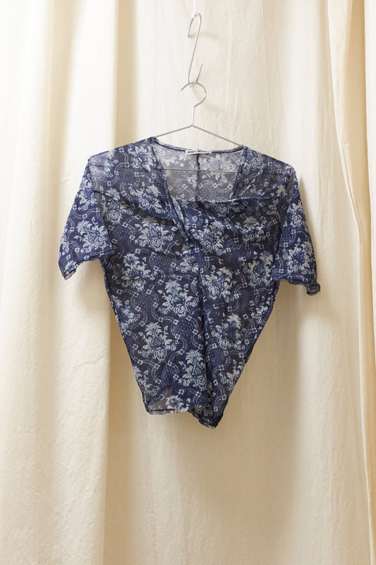Issey Miyake 2003 twisted mesh print top