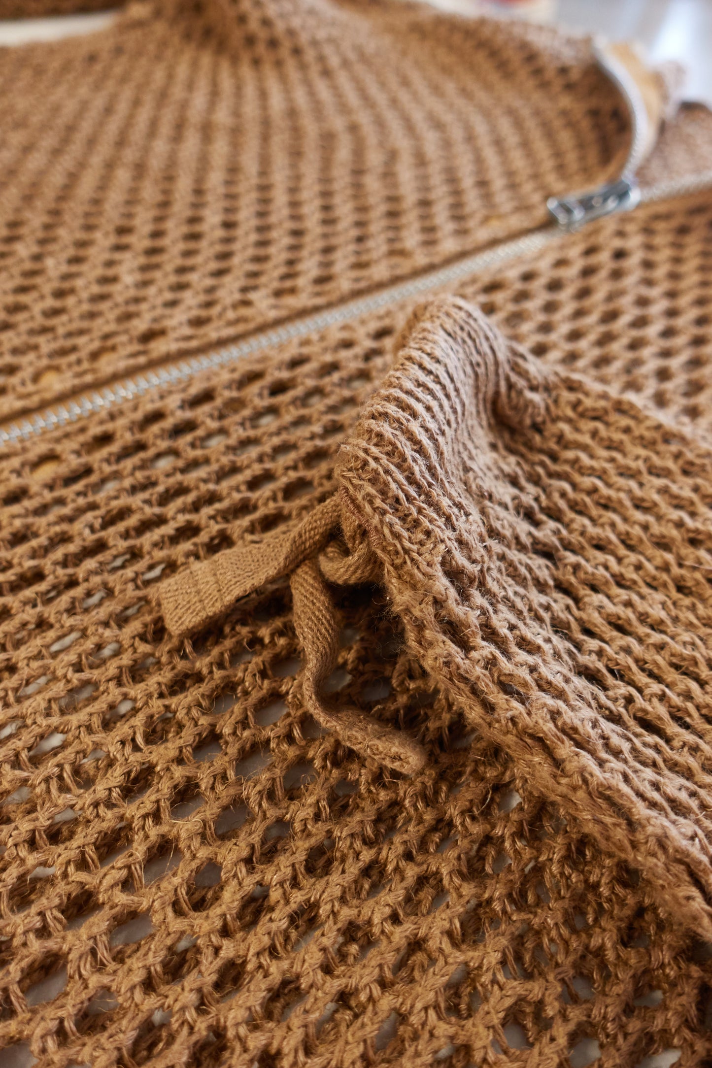 Issey Miyake woven hessian hooded jacket