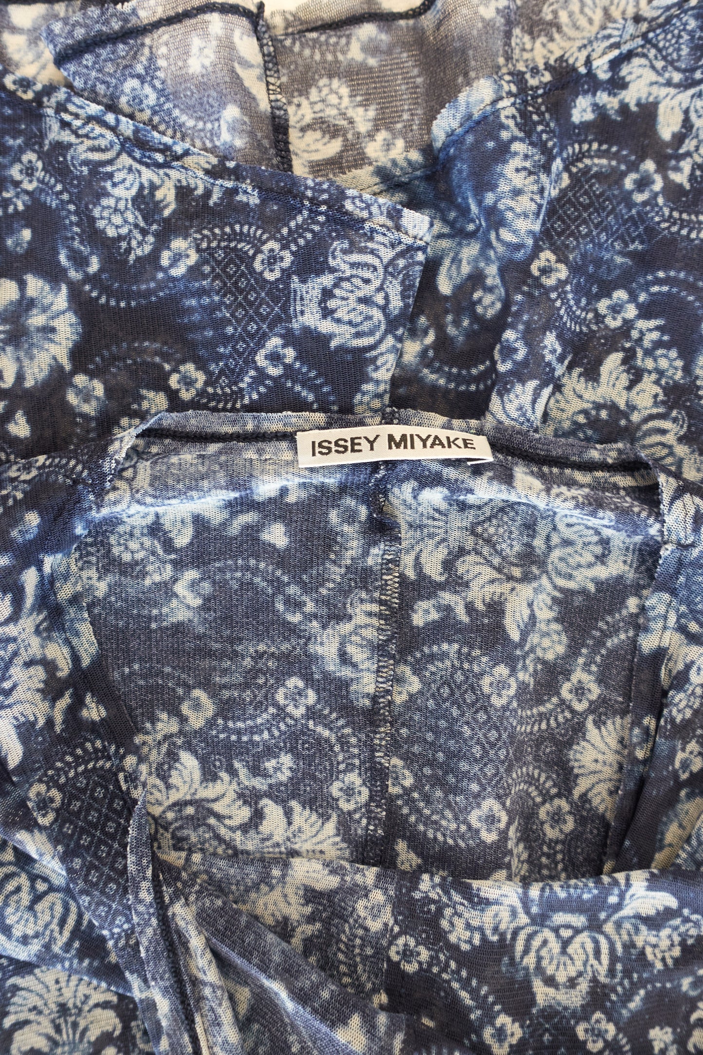 Issey Miyake 2003 twisted mesh print top