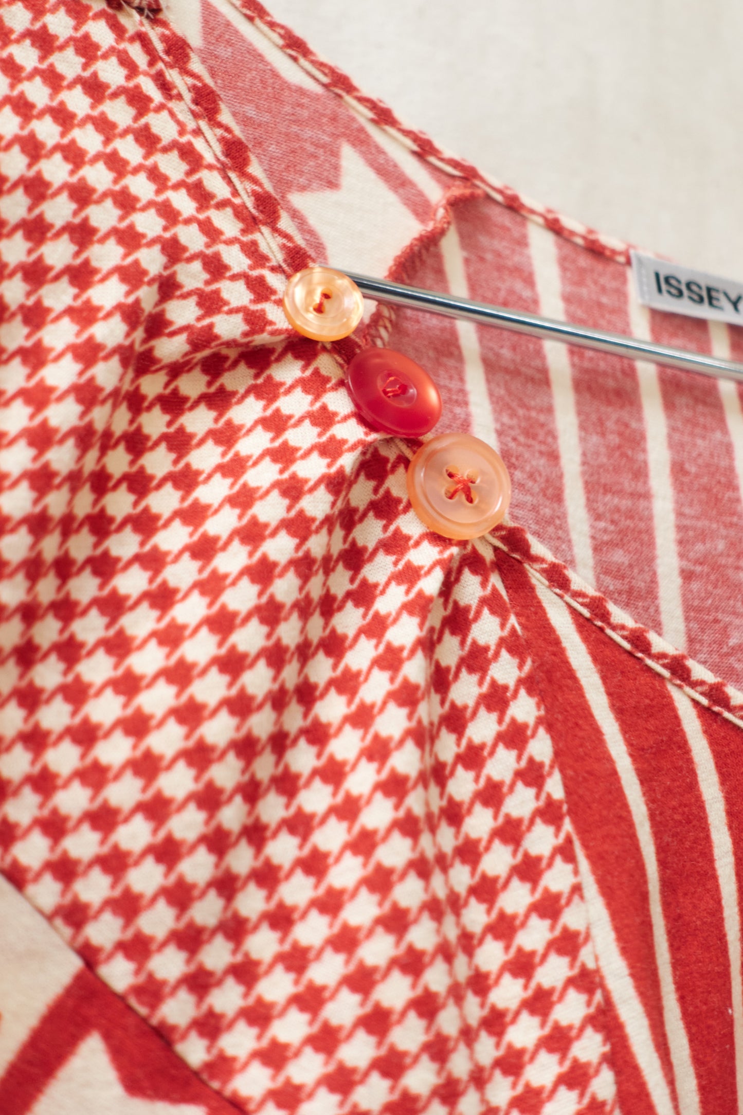 Issey Miyake multi panel pattern top with lace