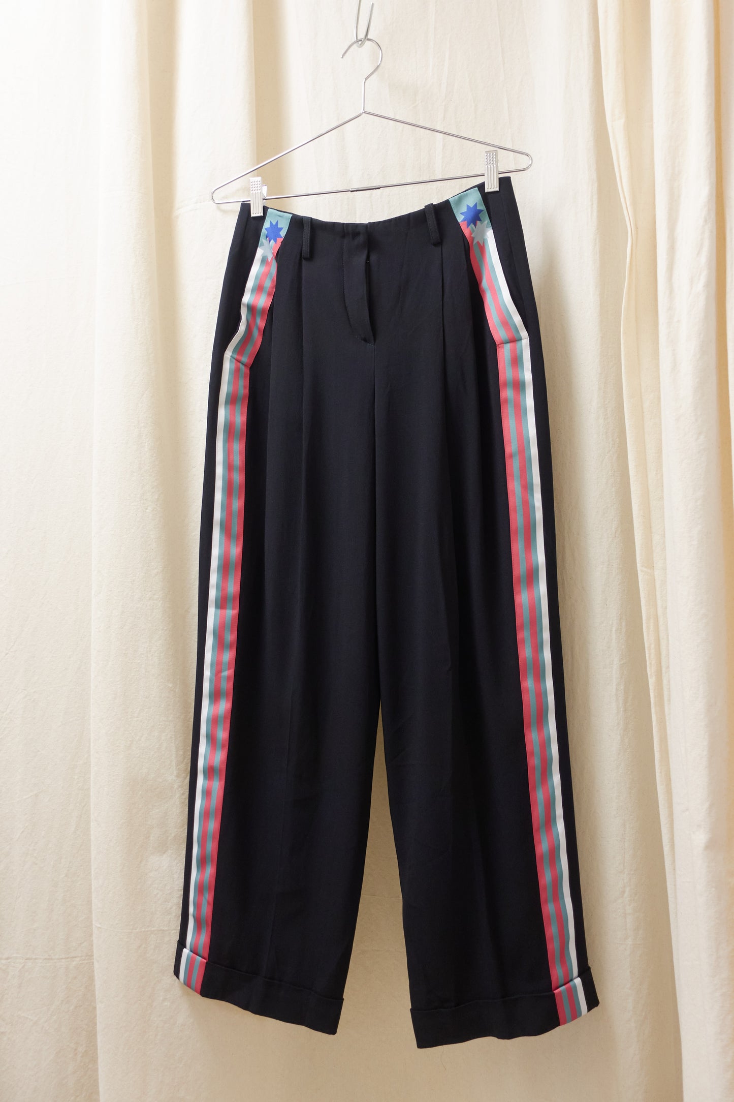 Emporio Armani black slacks with stripe detail