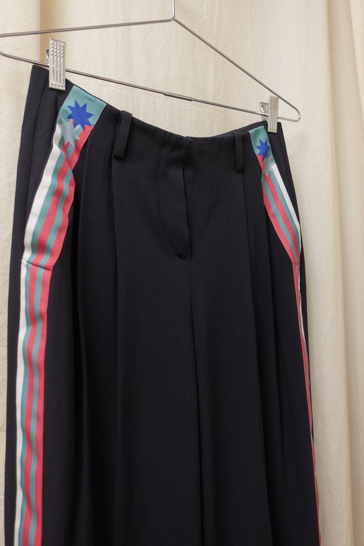 Emporio Armani black slacks with stripe detail