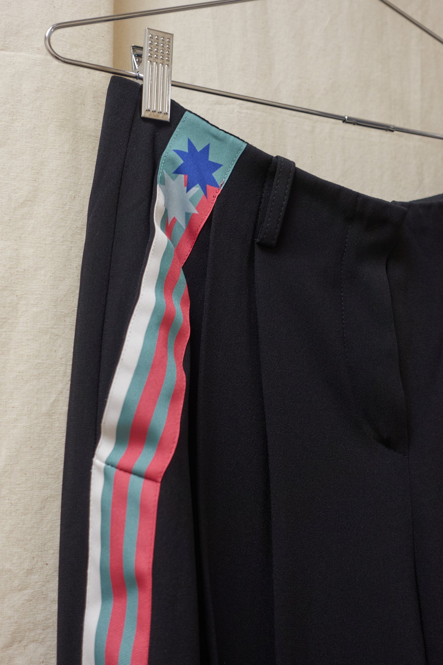 Emporio Armani black slacks with stripe detail