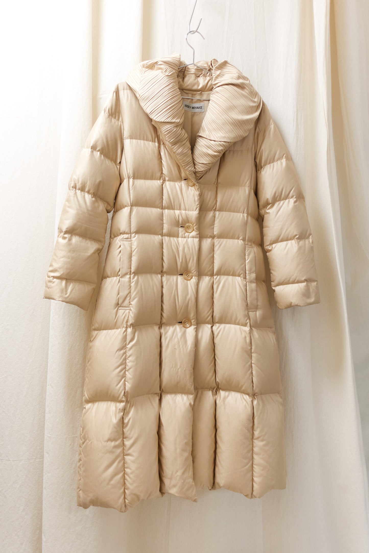 Issey Miyake pleated collar puffer coat