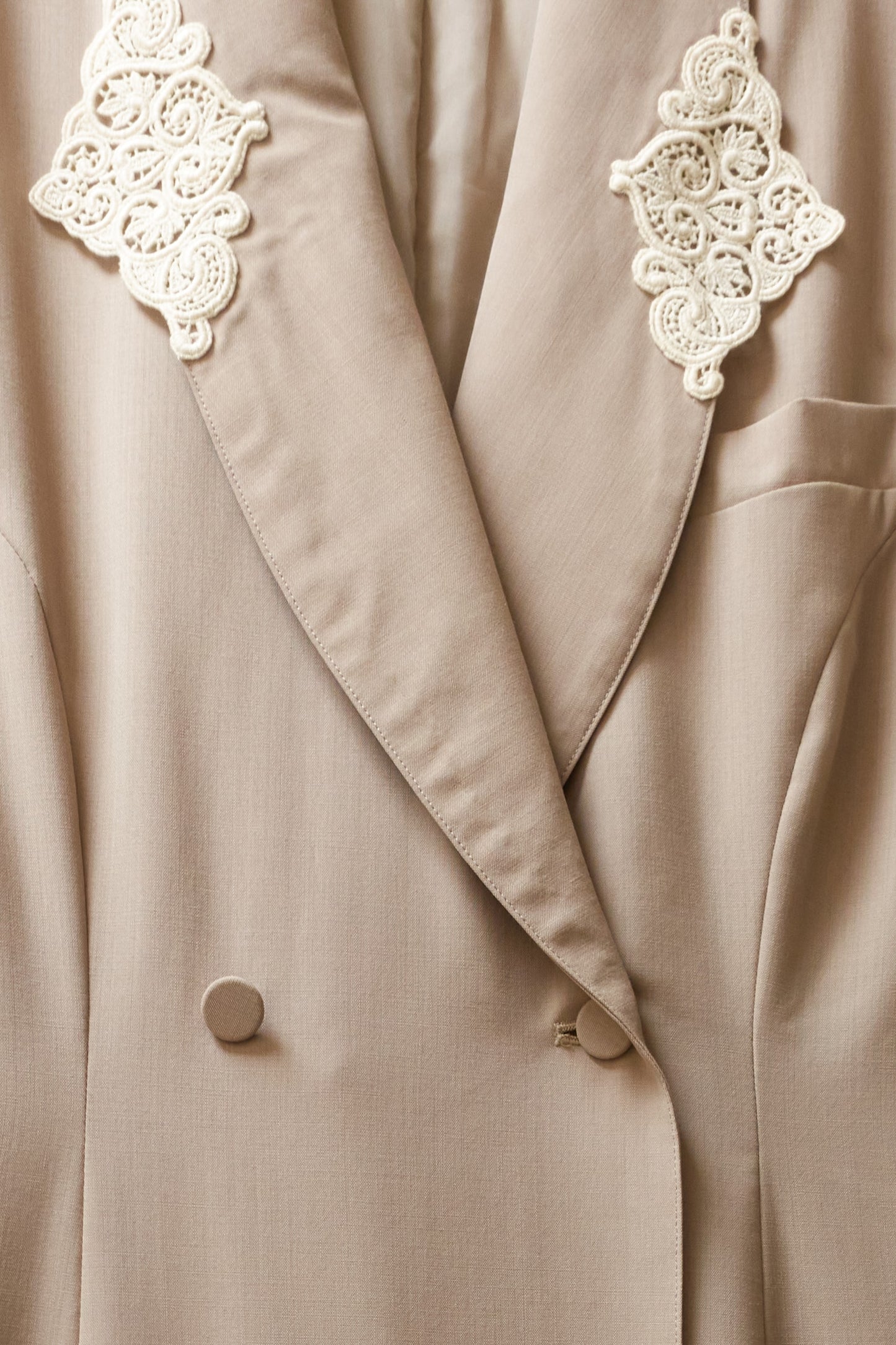 Madame Nicole full length coat with embroidery lapel detail