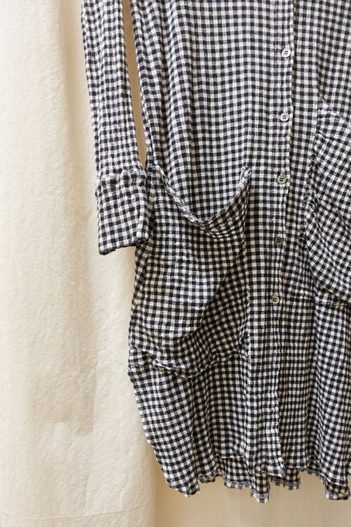 Tsumori Chisato check crinkle longsleeve dress
