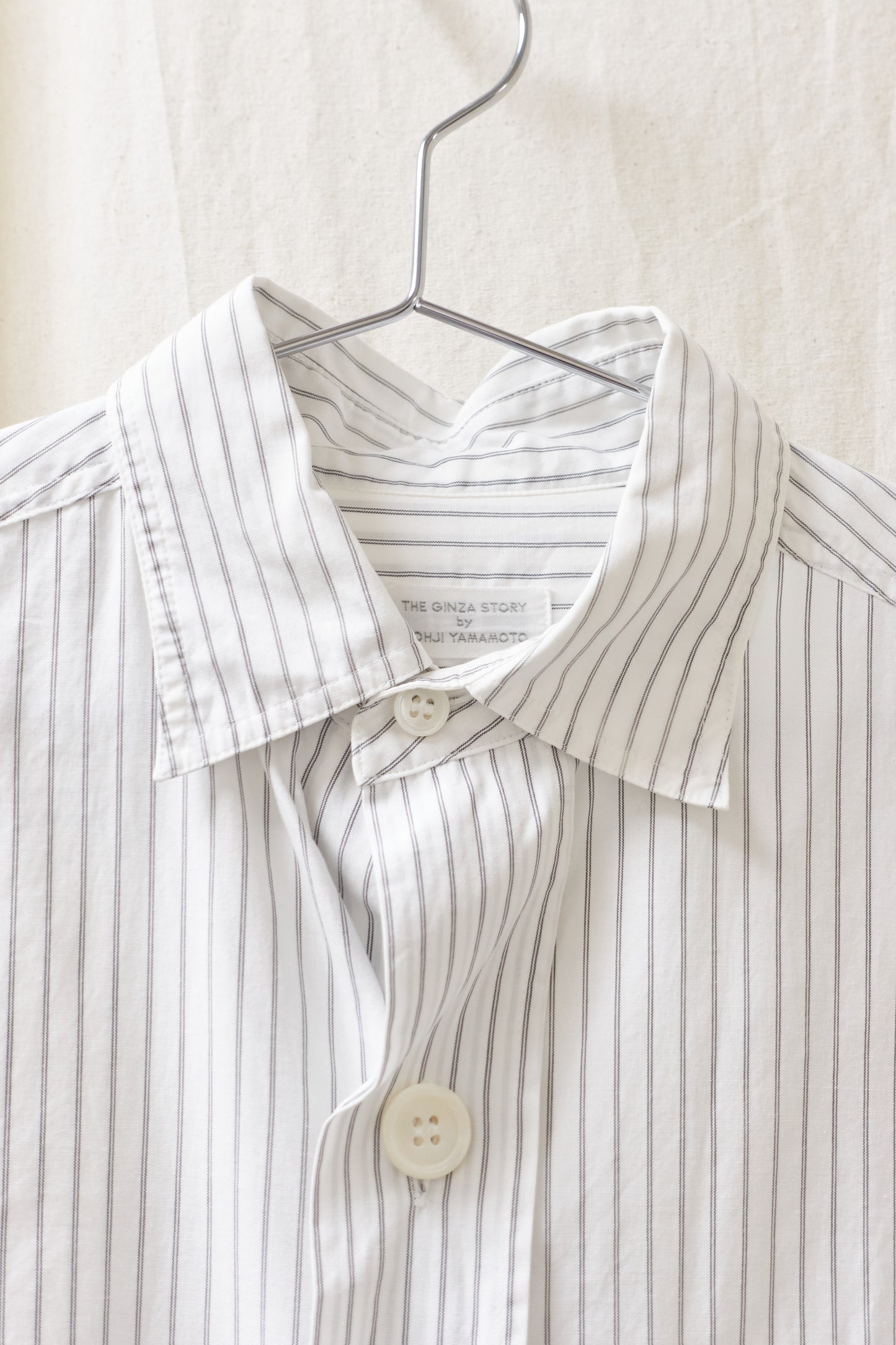Yohji Yamamoto 'The Ginza Story' large button stripe shirt