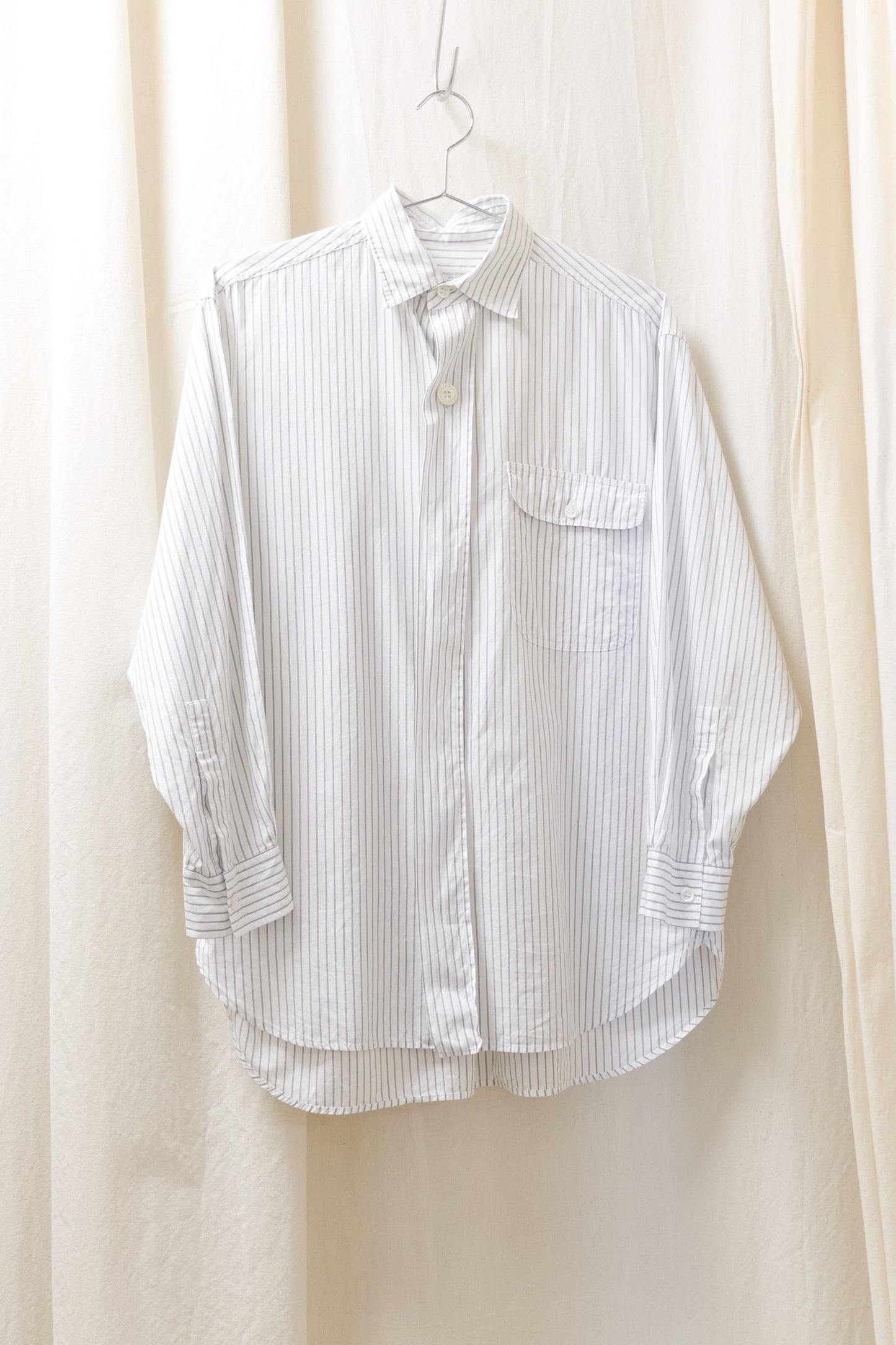 Yohji Yamamoto 'The Ginza Story' large button stripe shirt