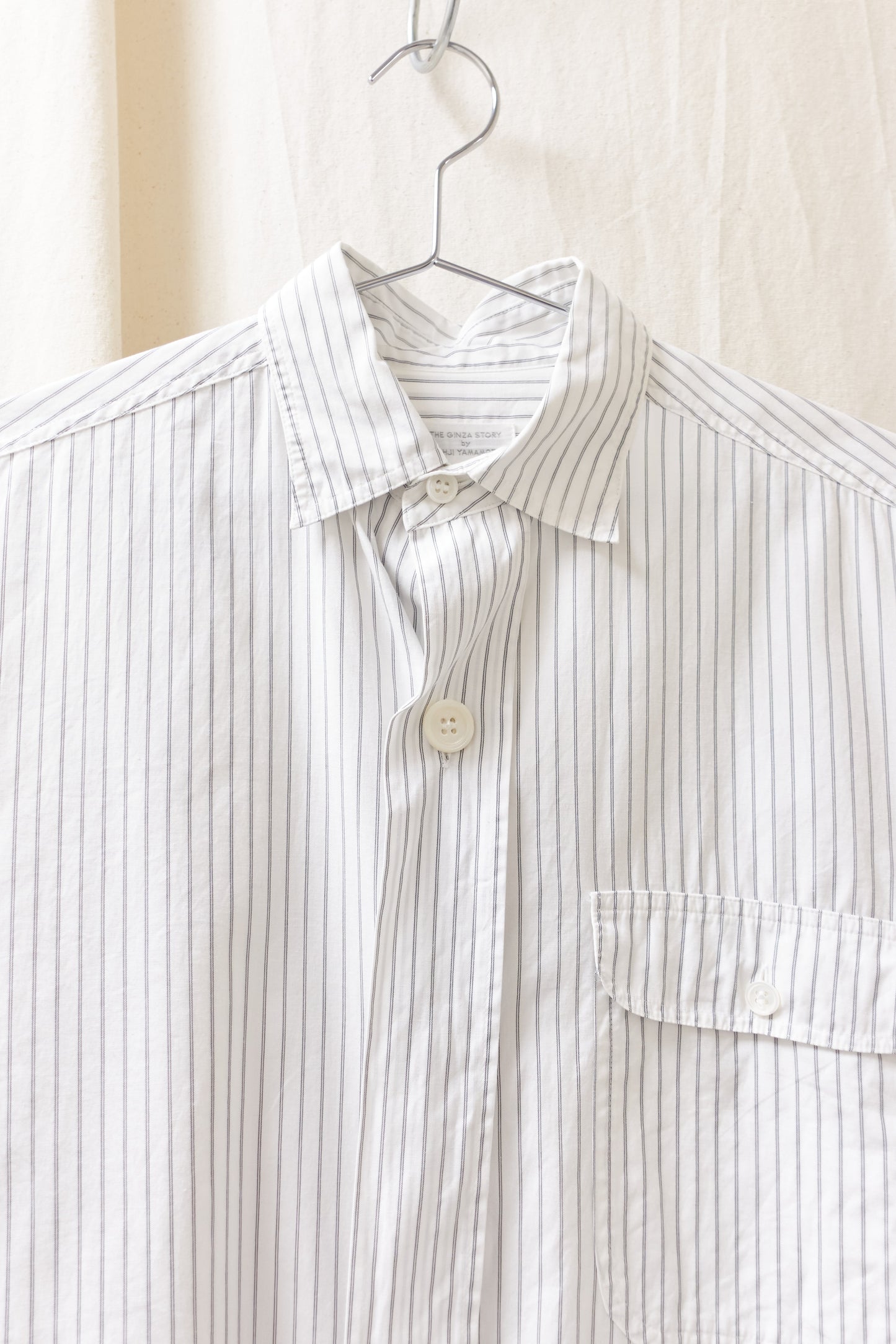 Yohji Yamamoto 'The Ginza Story' large button stripe shirt