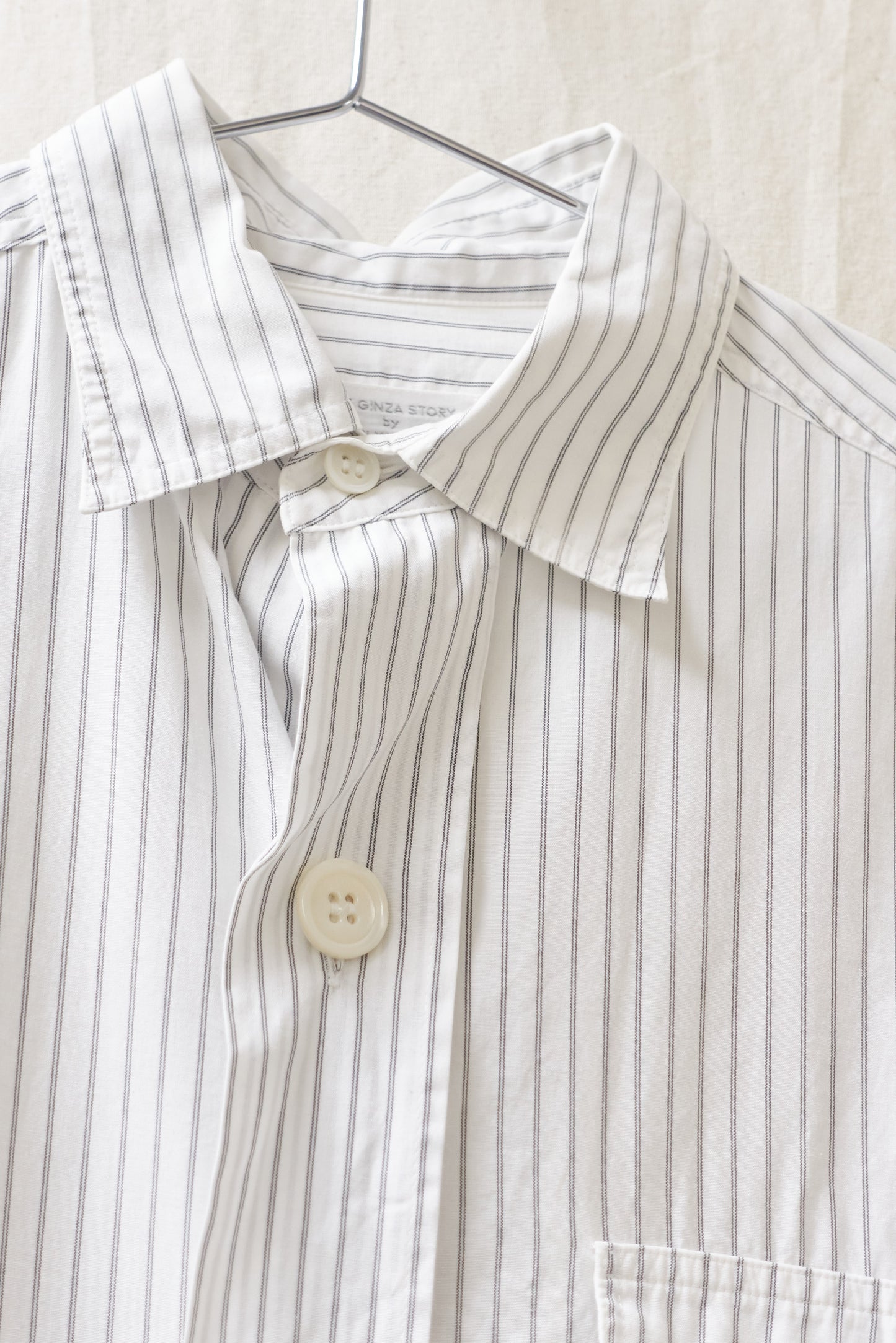 Yohji Yamamoto 'The Ginza Story' large button stripe shirt