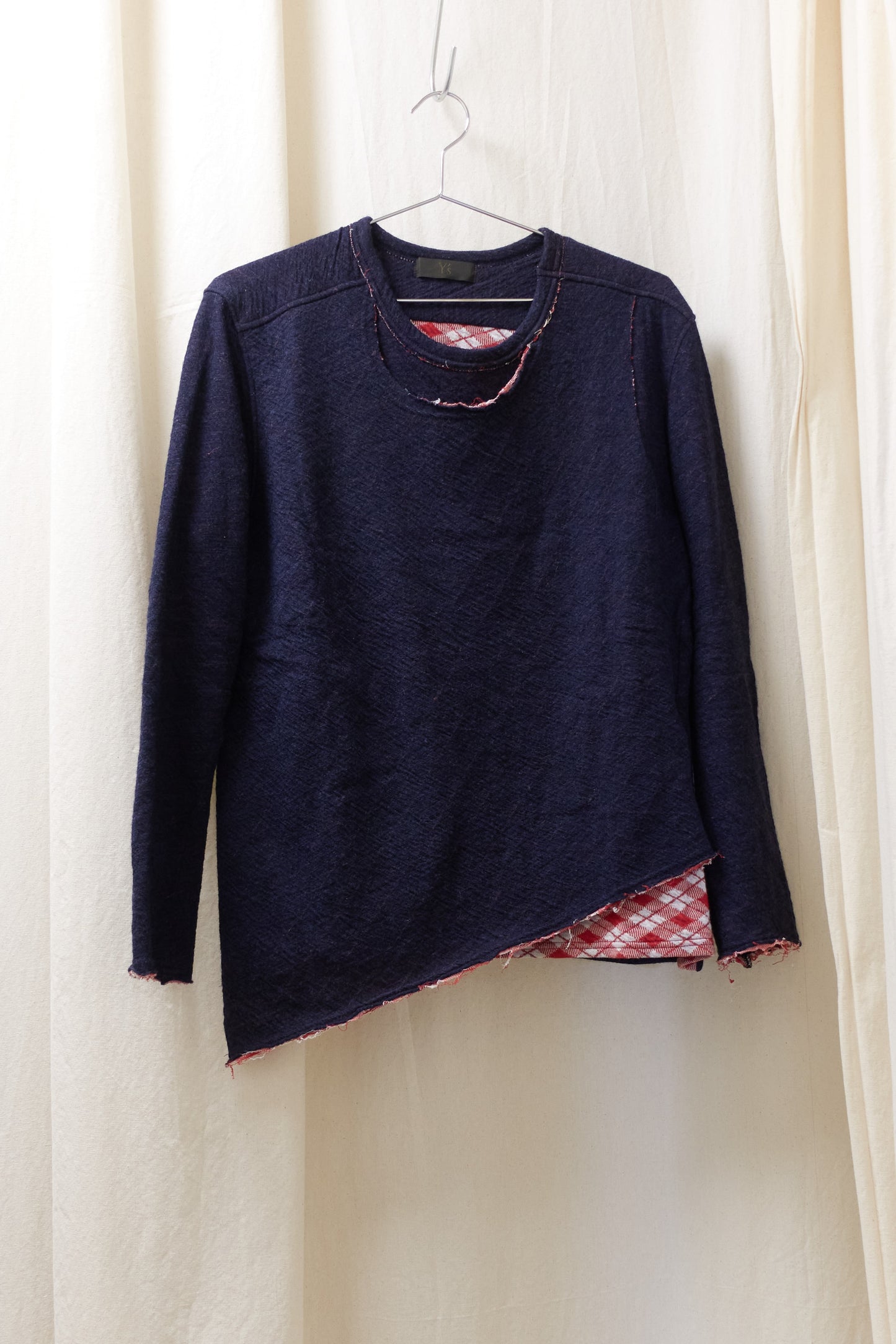 Yohji Yamamoto Y’s deconstructed knit plaid jumper