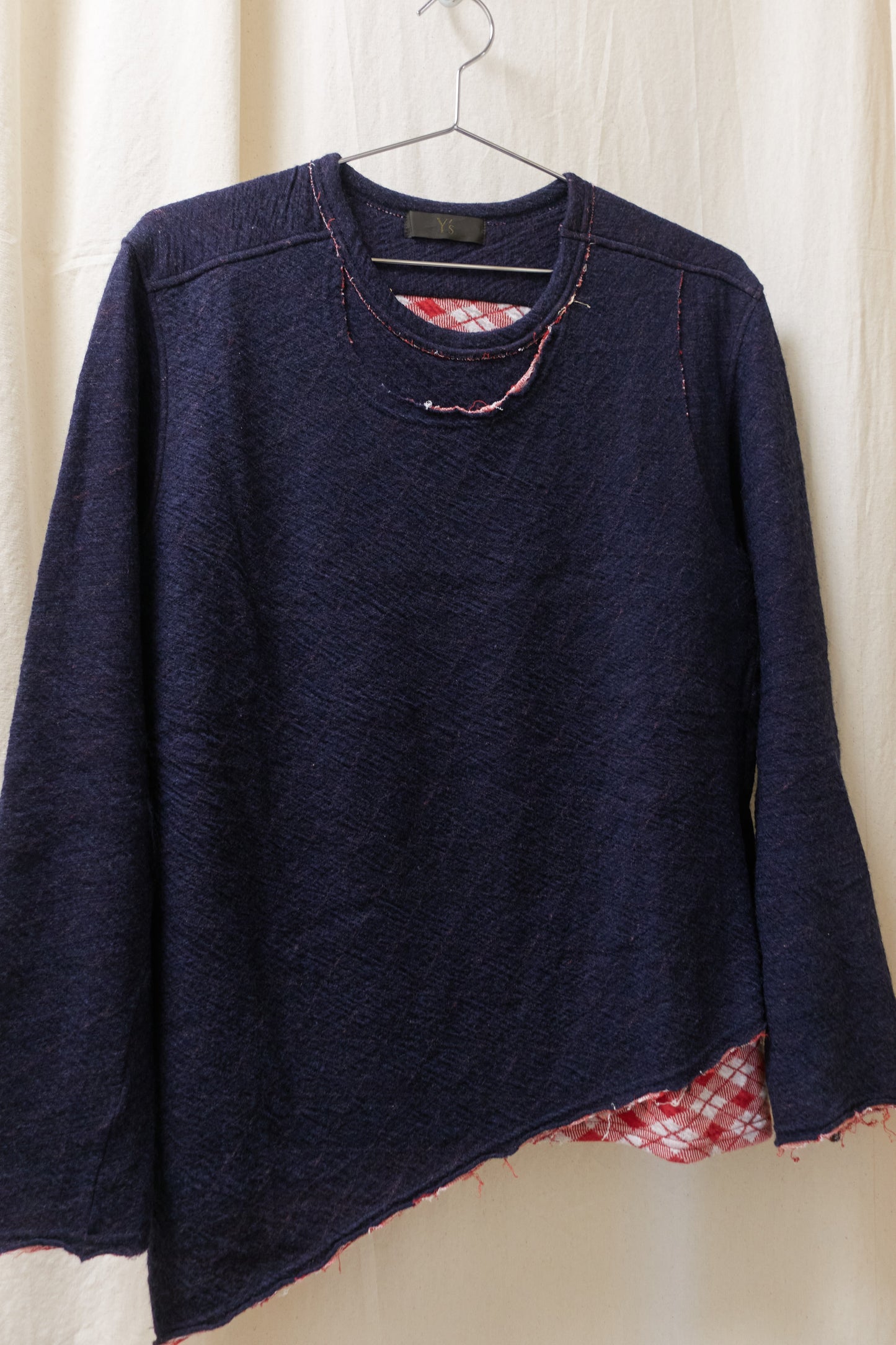 Yohji Yamamoto Y’s deconstructed knit plaid jumper