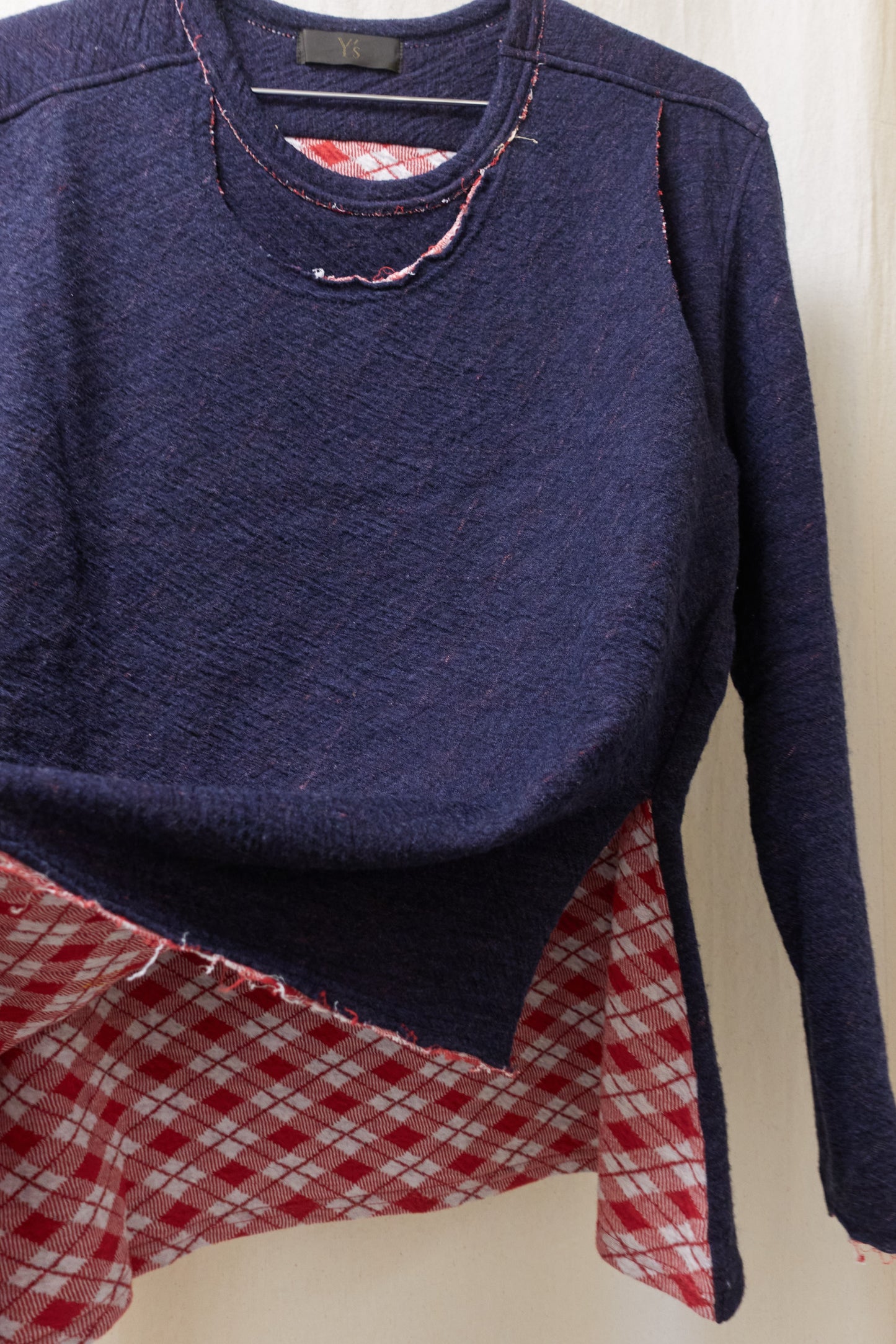 Yohji Yamamoto Y’s deconstructed knit plaid jumper