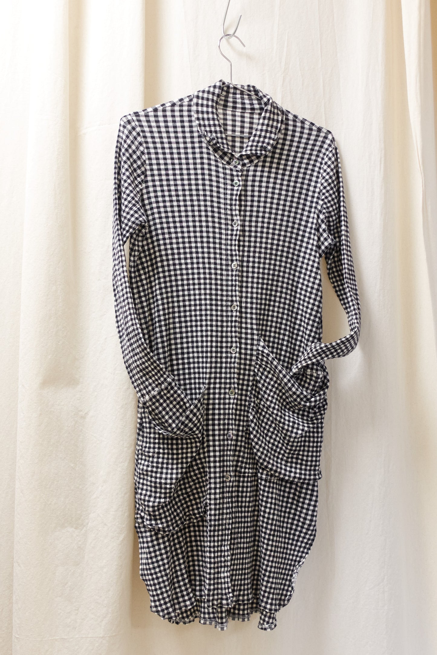 Tsumori Chisato check crinkle longsleeve dress