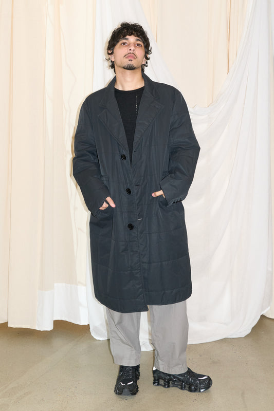 Salvatore Ferragamo quilted charcoal coat