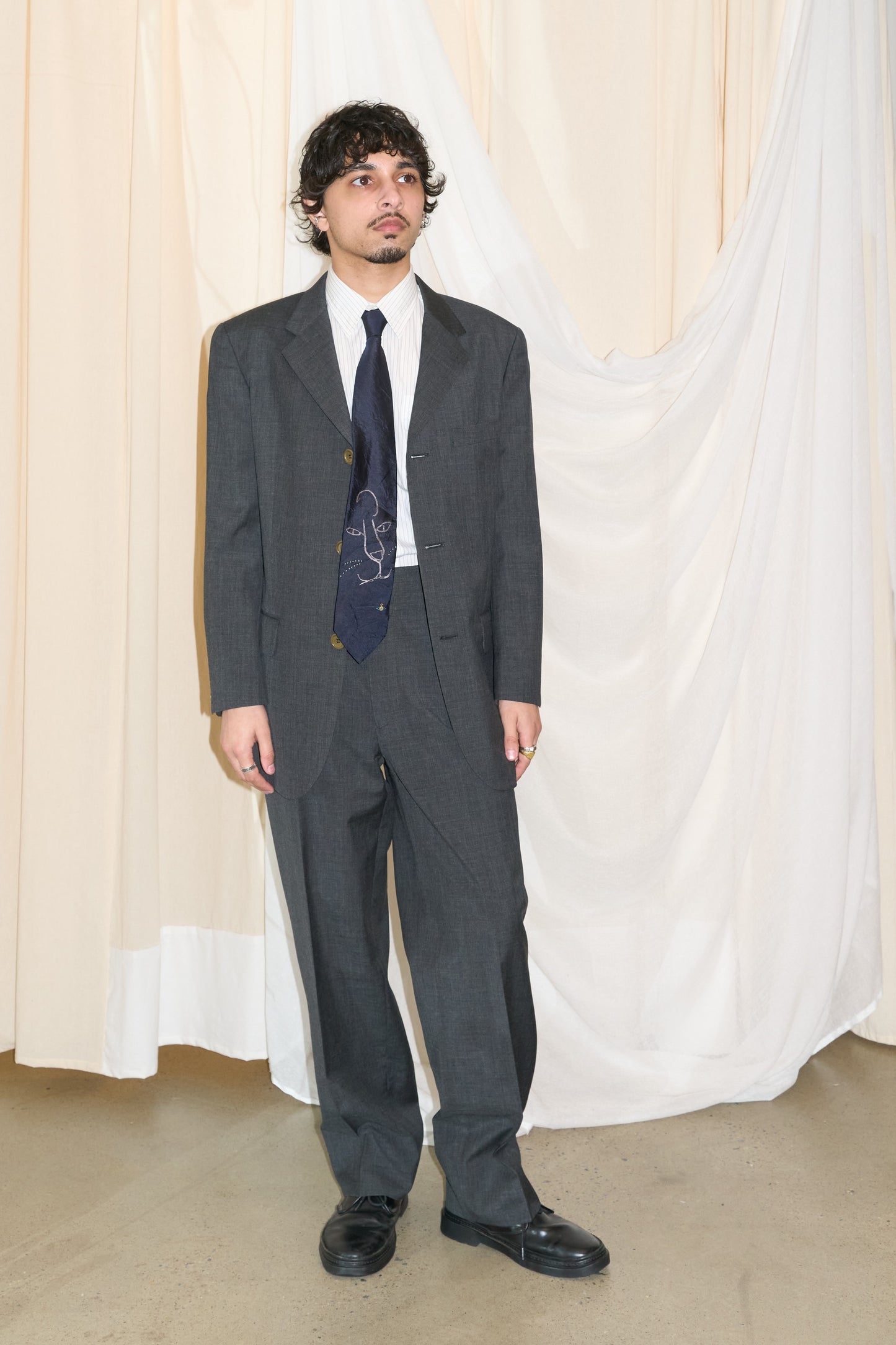 Kenzo Homme 1990s grey three button suit