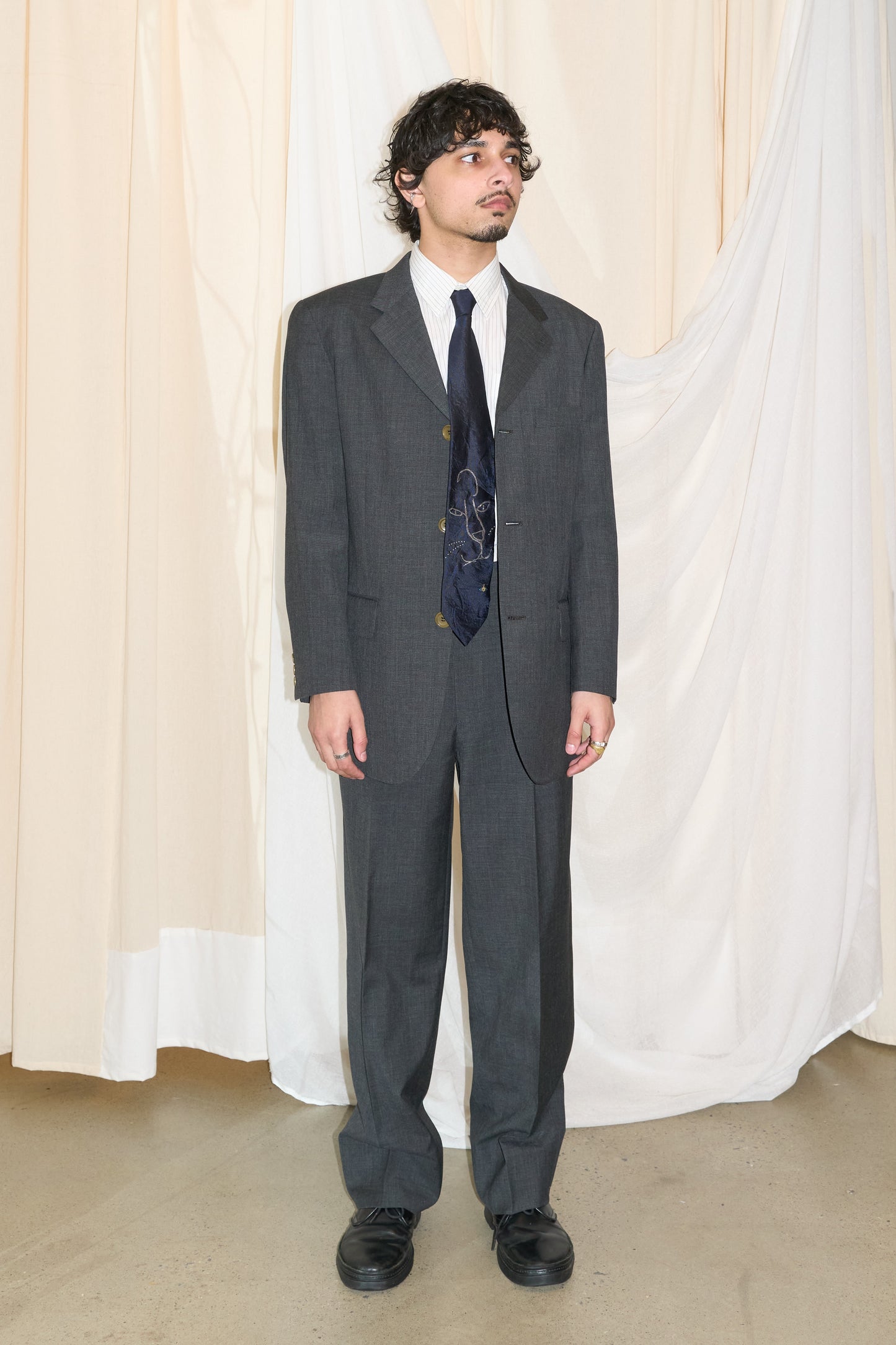 Kenzo Homme 1990s grey three button suit