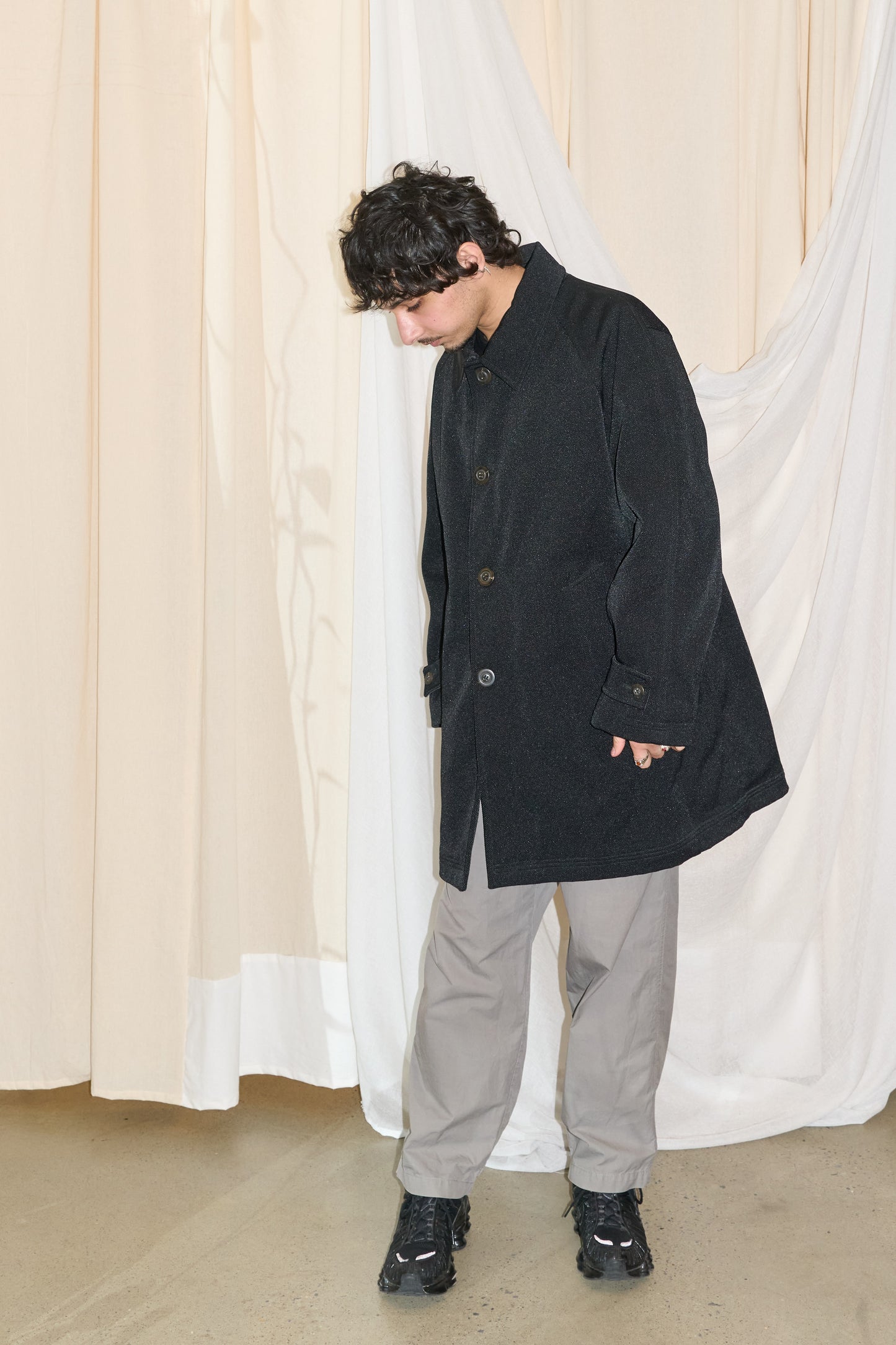 Kenzo Homme 1990s ballistic nylon quilted car coat