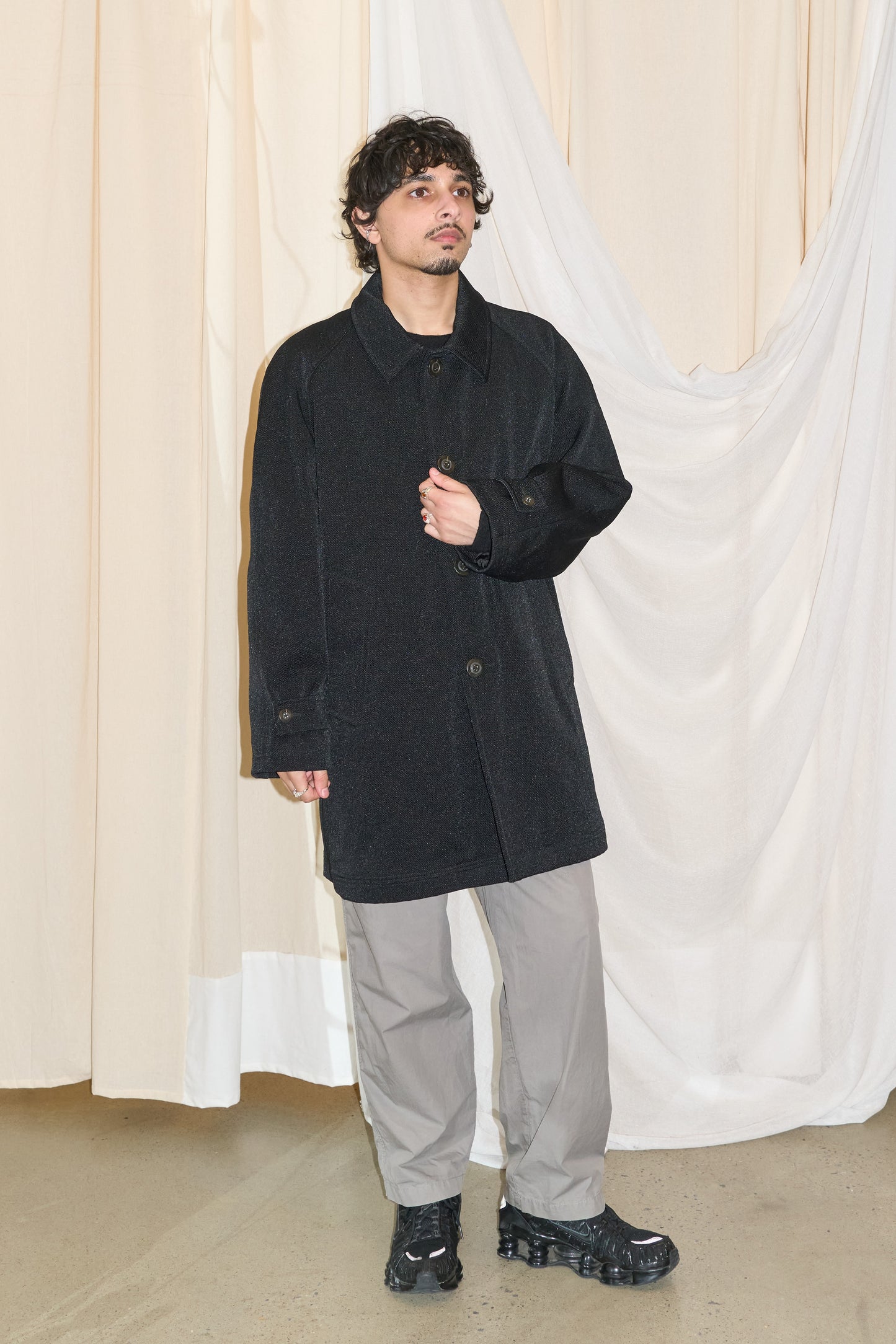 Kenzo Homme 1990s ballistic nylon quilted car coat
