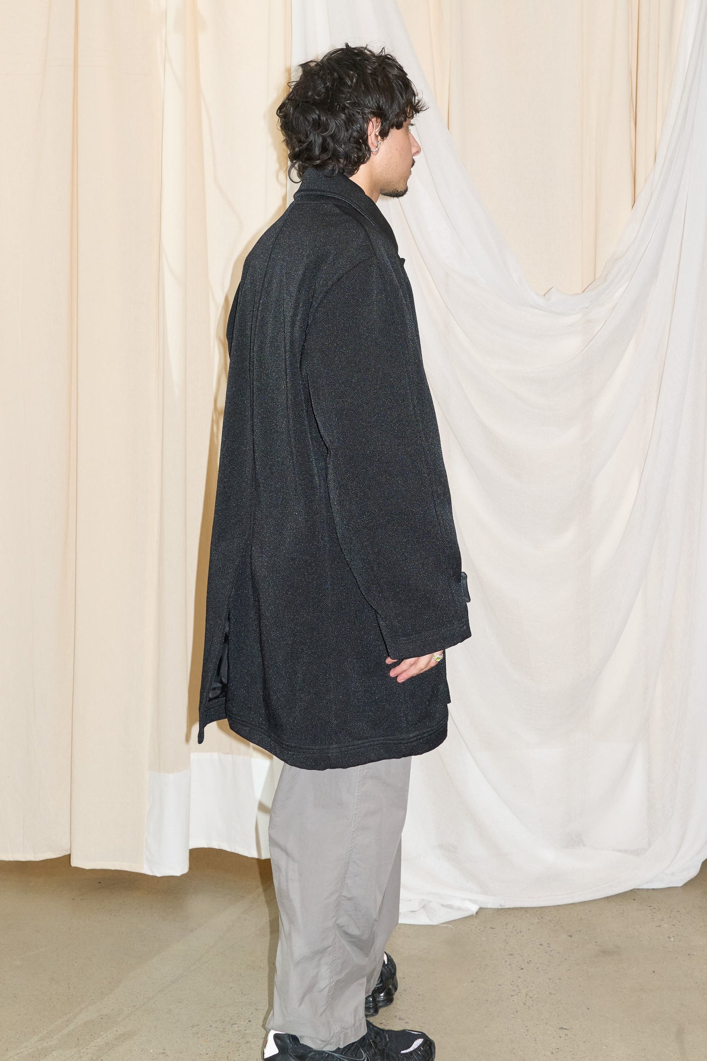 Kenzo Homme 1990s ballistic nylon quilted car coat