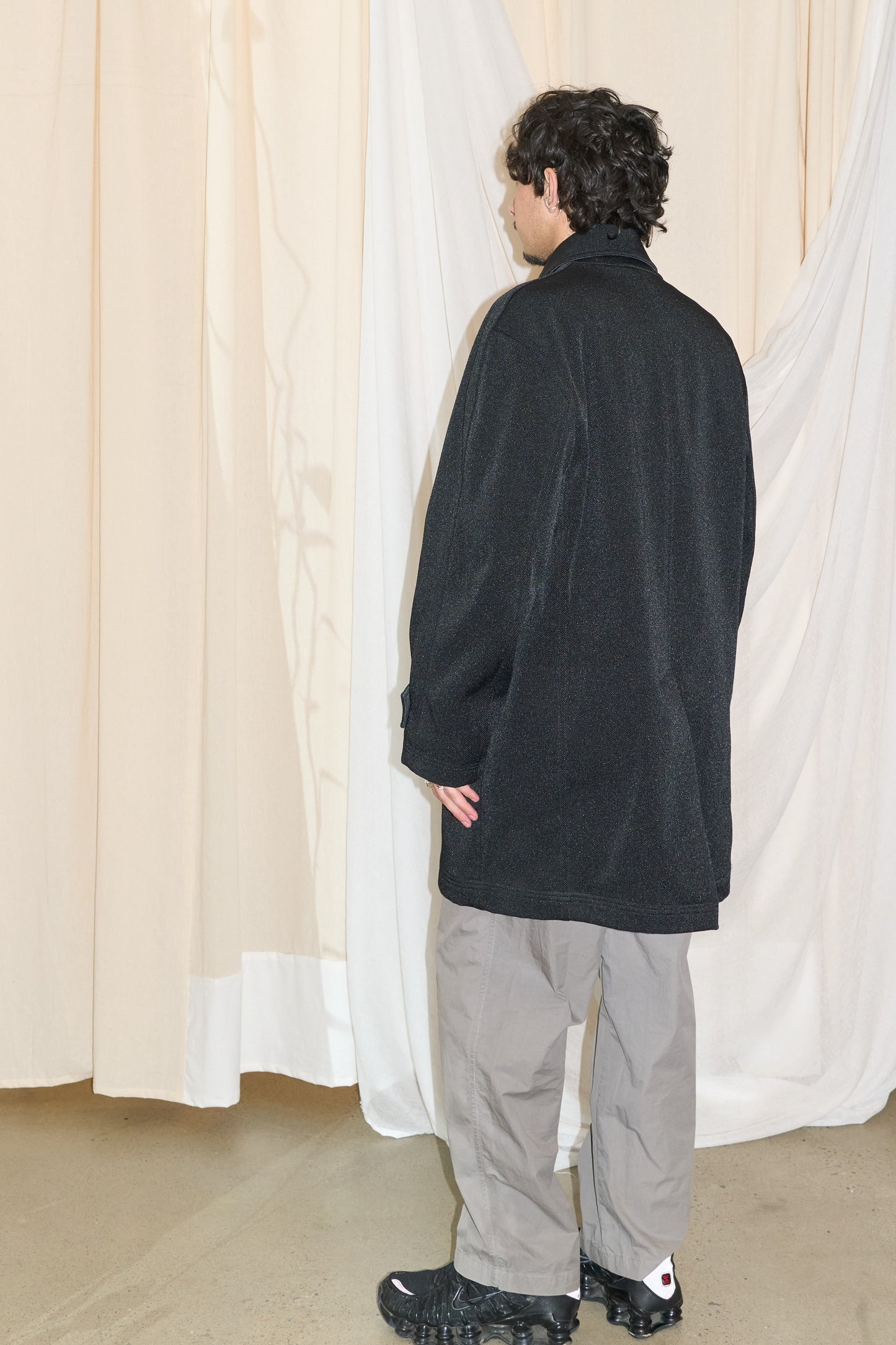 Kenzo Homme 1990s ballistic nylon quilted car coat