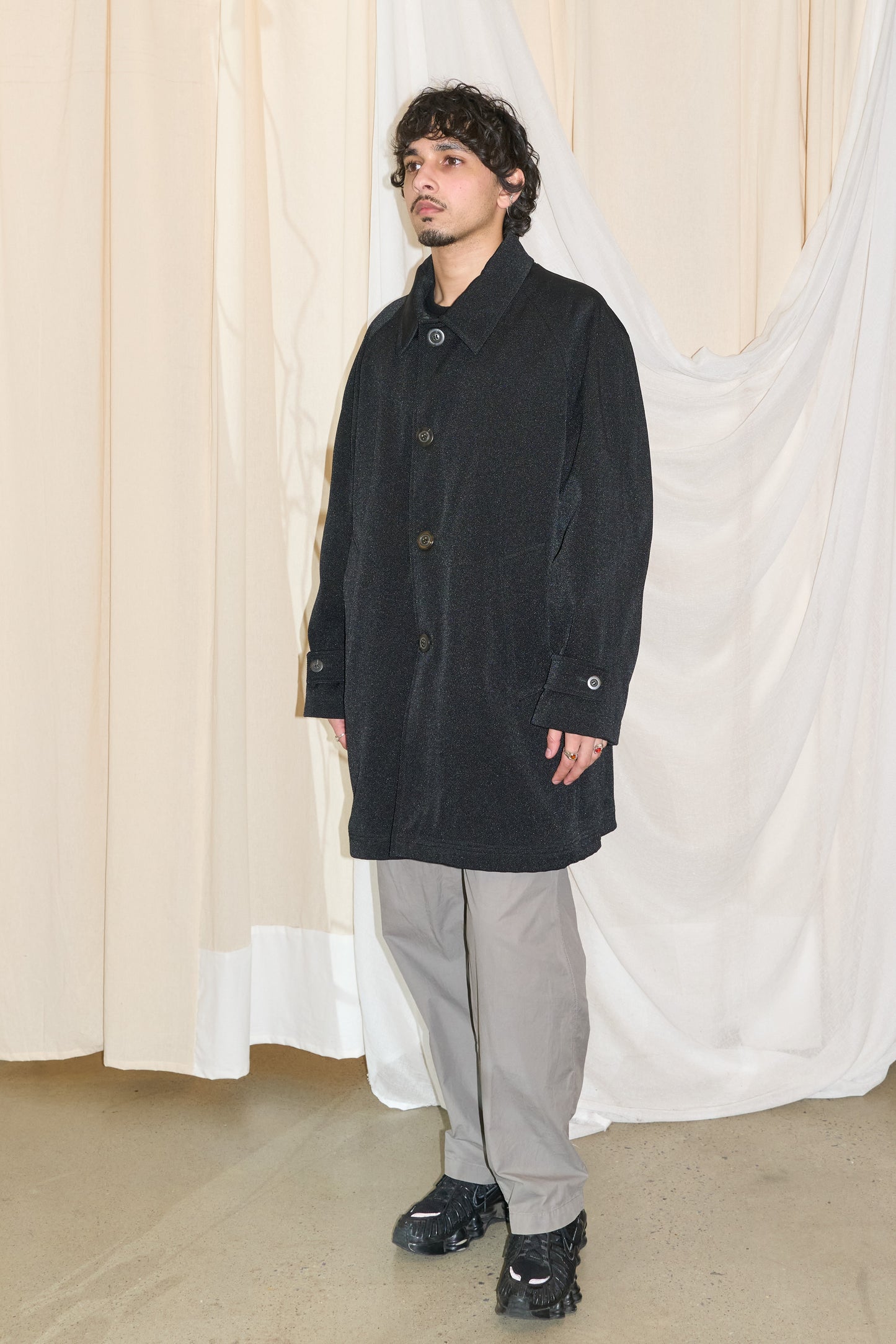 Kenzo Homme 1990s ballistic nylon quilted car coat