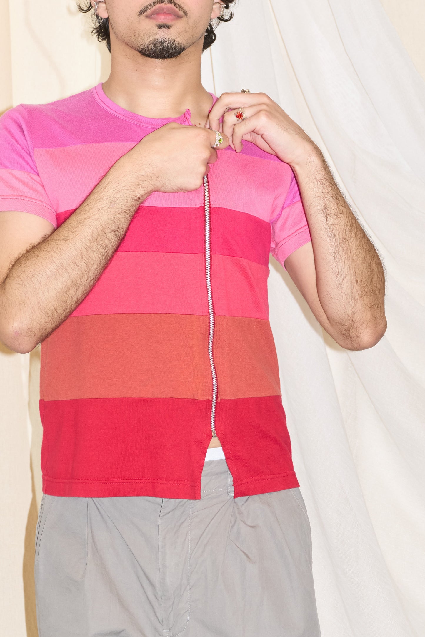 Robe de Chambre Comme des Garcons multi panel zip t-shirt