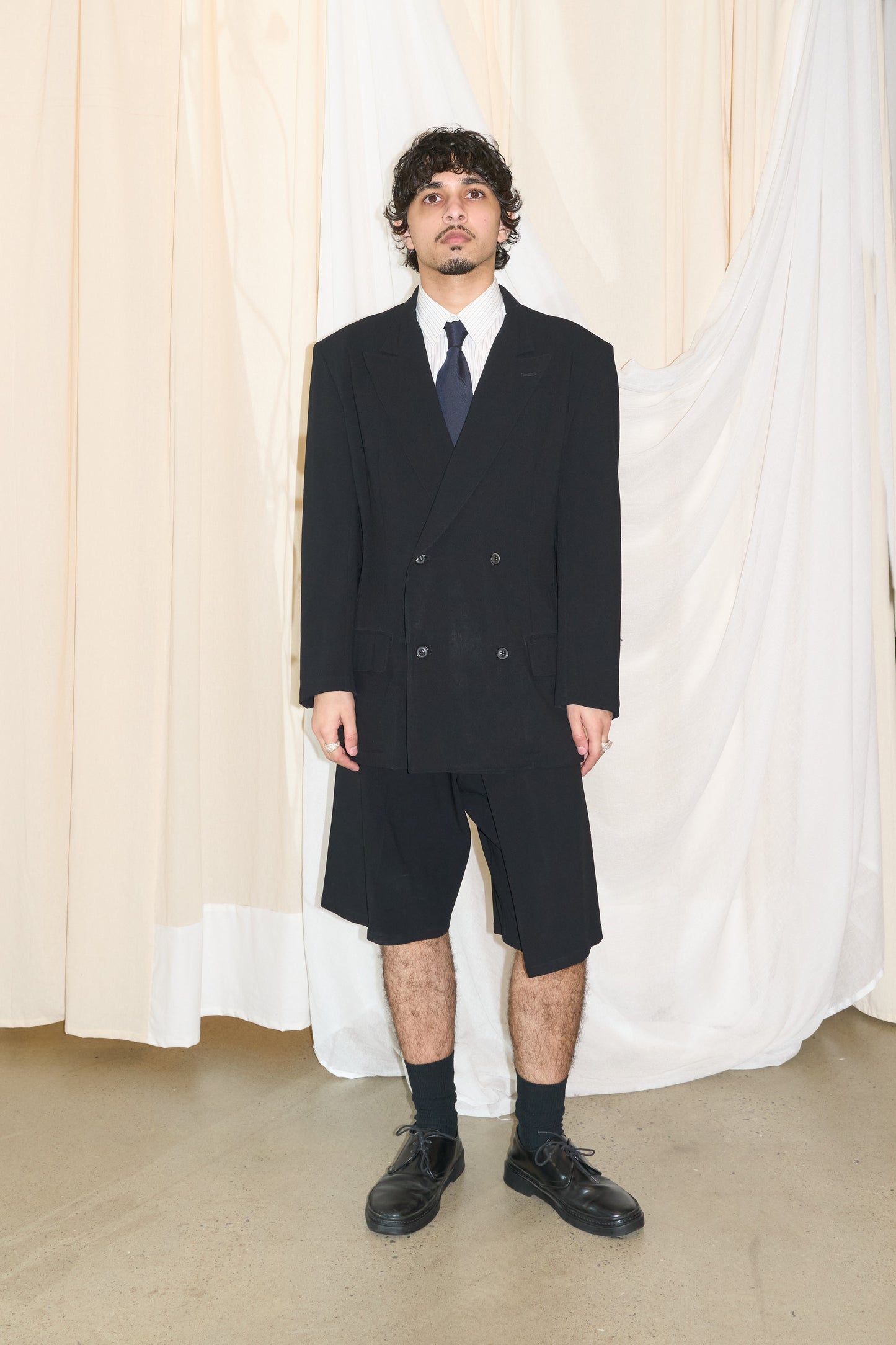 Yohji Yamamoto Y's double breasted asymmetrical skort suit